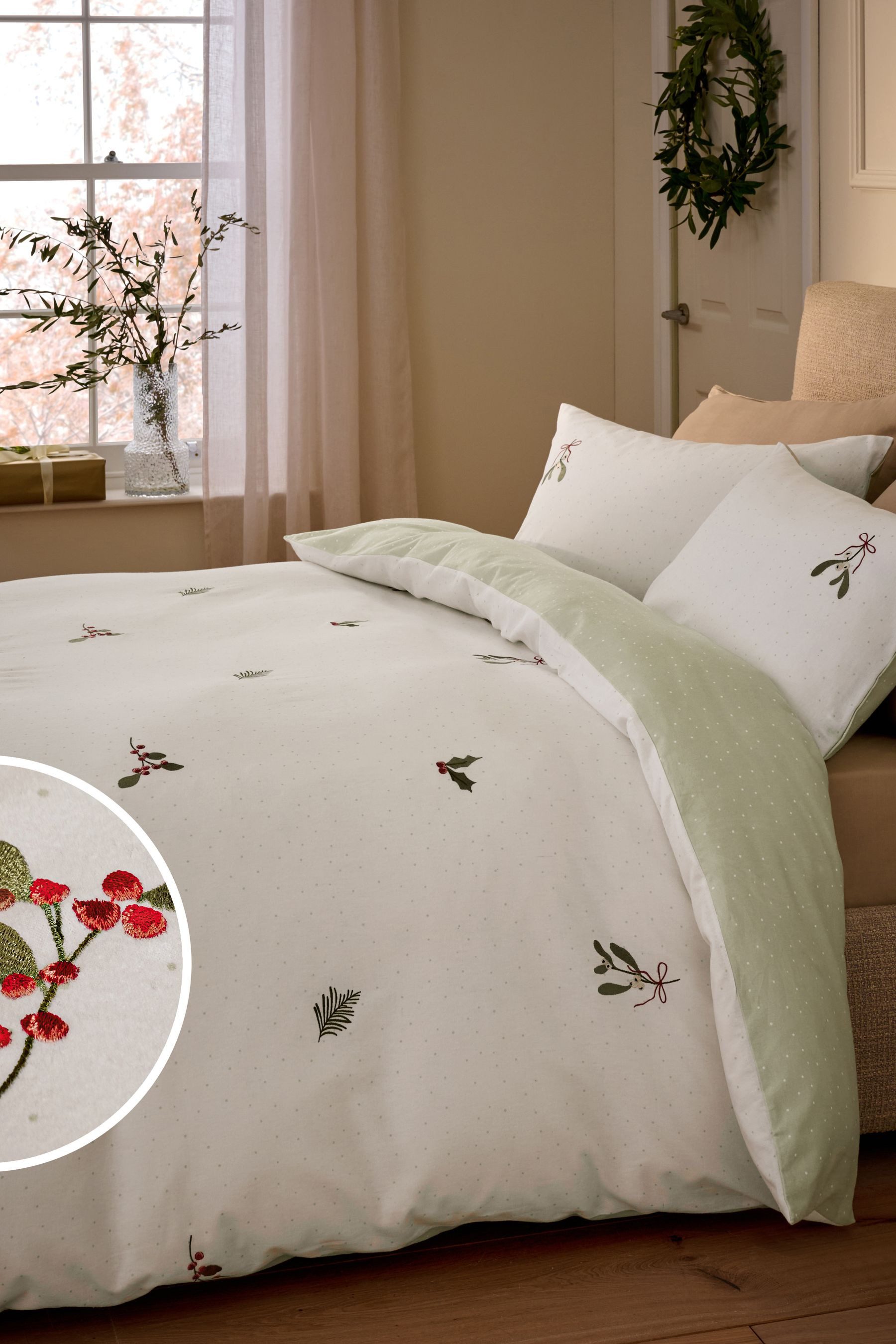 Next Bett-Set Angeraute Bettbgarnitur, weihnachtliche Stickerei, günstig online kaufen