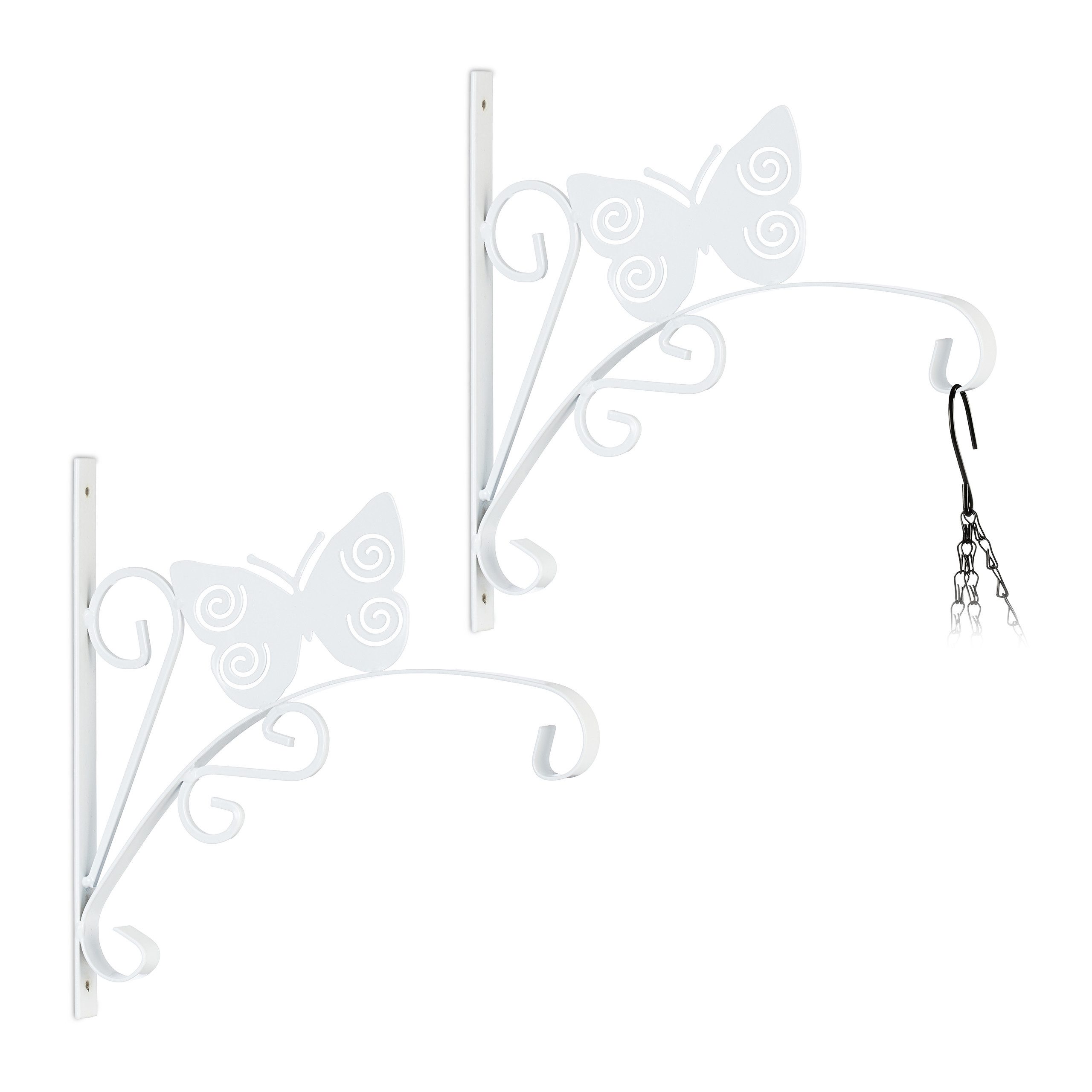 relaxdays Wandhaken 2x Blumenampelhalterung Schmetterling günstig online kaufen