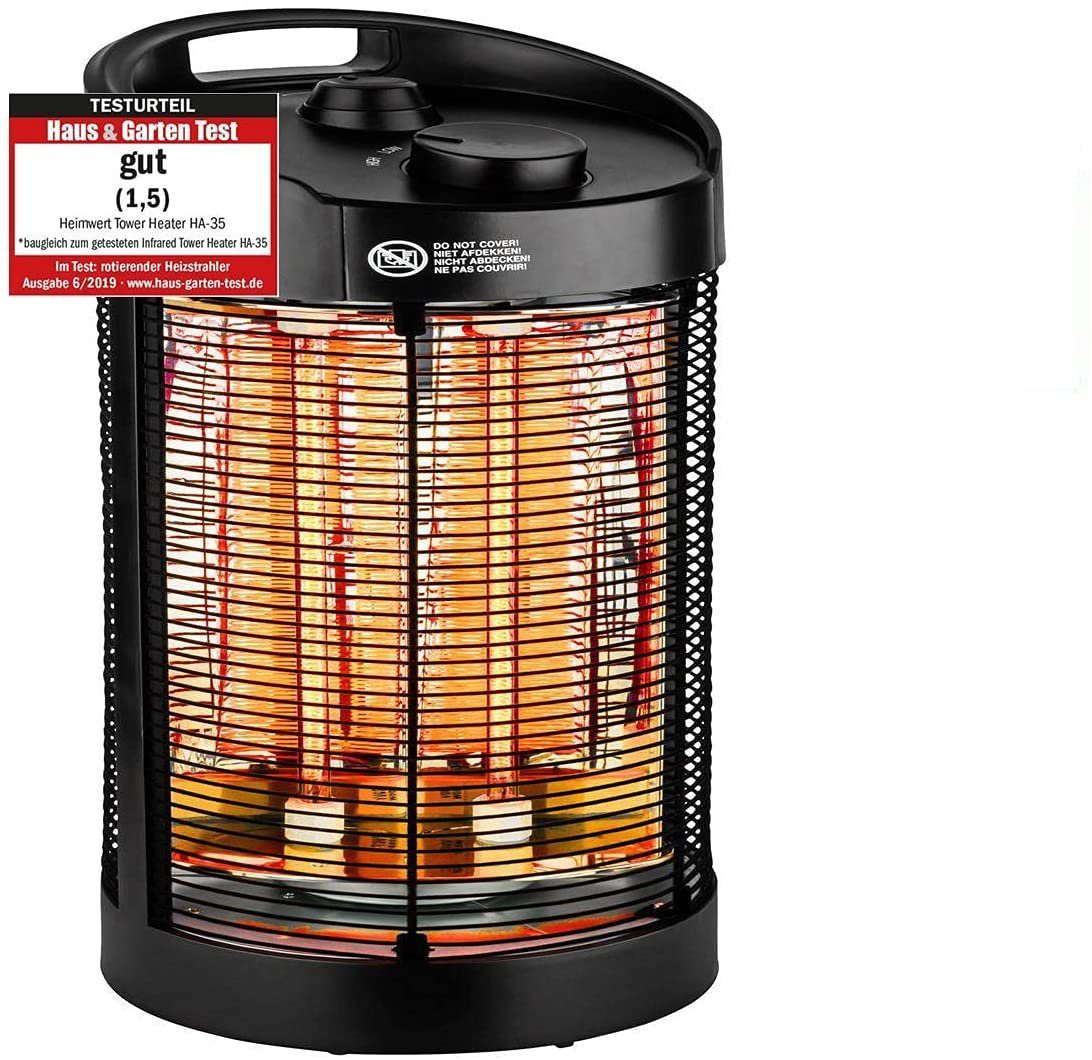 HEIMWERT Infrarotstrahler Heizstrahler 700W 360 Grad Schnellheizer, Spritzwassergeschützt IPX4 Terrassenstrahler oszillierend