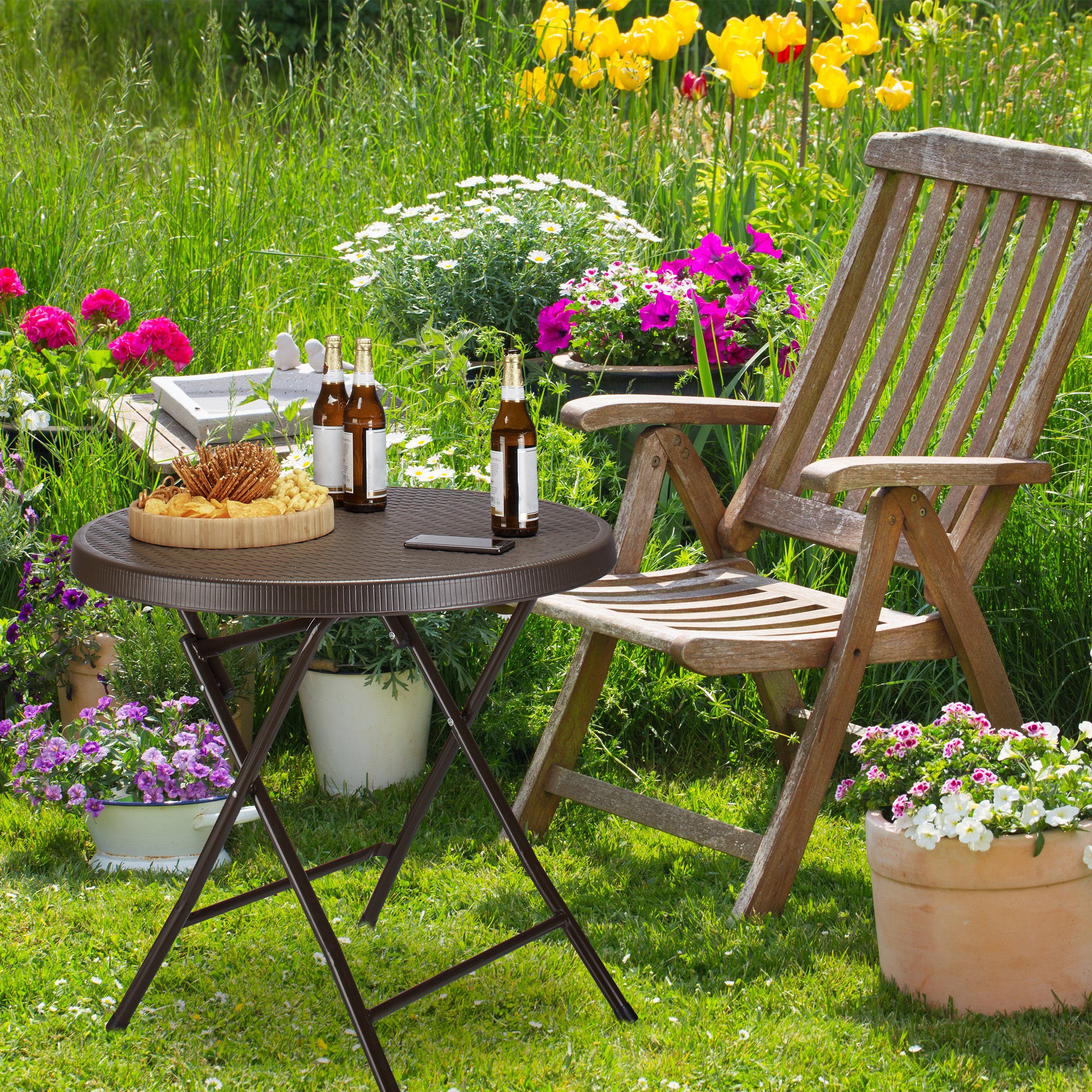 relaxdays Klapptisch Gartentisch klappbar BASTIAN, Braun günstig online kaufen