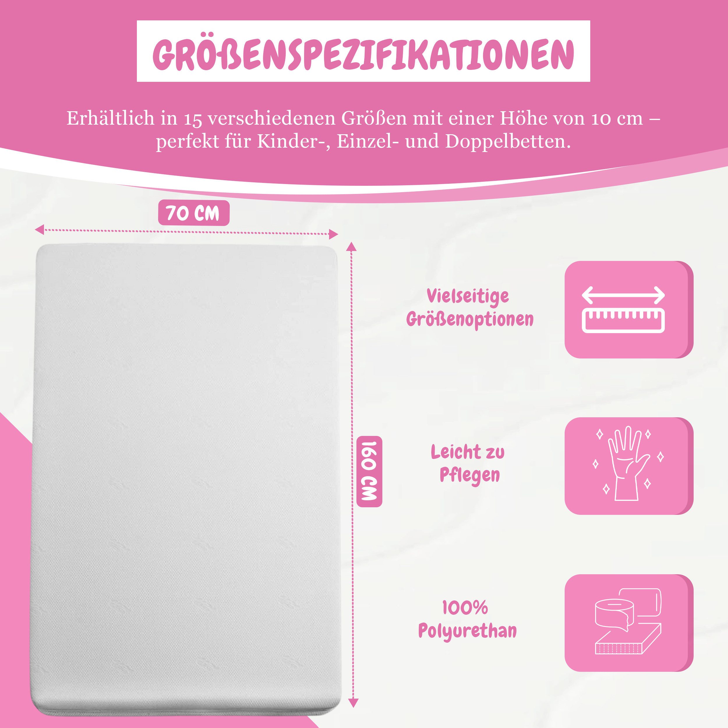 Kindermatratze Easy Active Kaltschaummatratze 90x200 cm mit Bezug, Best for Home, 10 cm hoch, (60x120 70x140 80x160 80x180 90x200 140x200 180x200 cm), Schaumstoffmatratze, Kindermatratze mit Reißverschluss