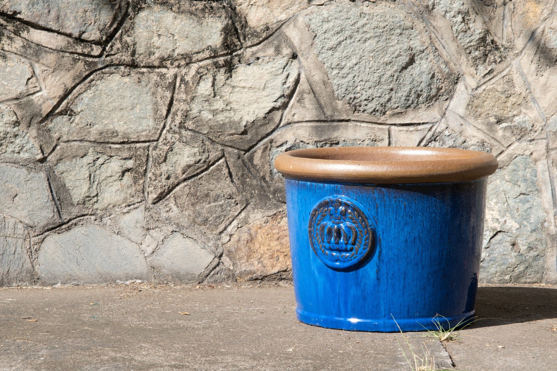 I" 34x26cm Keramik Blumentopf Frostfest 100% Pflanzkübel "Provence Blau, Teramico