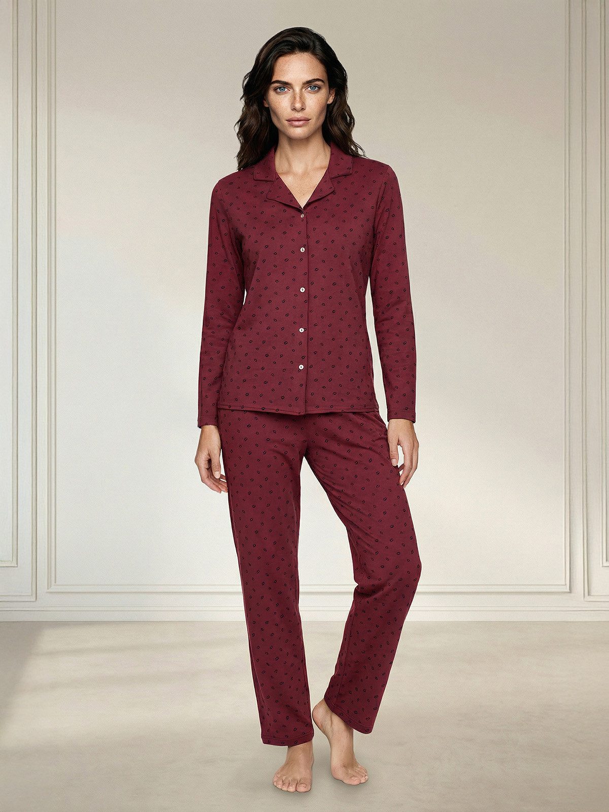 zeitlos Pyjama Pyjama Set Langarm - Kussmund