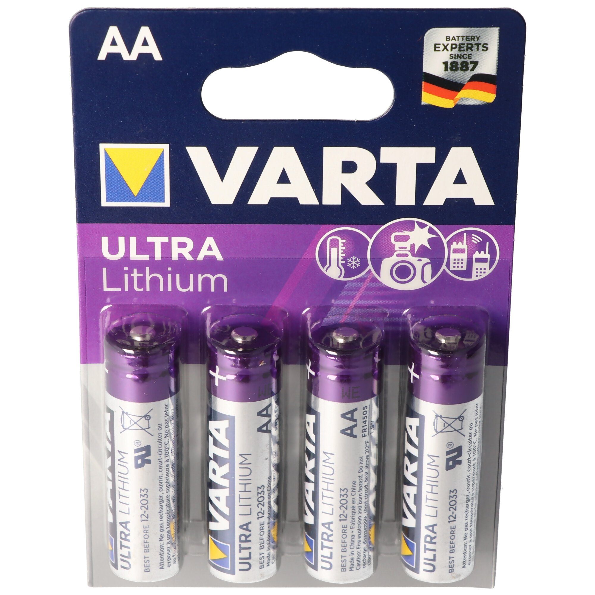 1,5V, Lithium Batterien, Varta 4 AA, Lithium Varta Batterie Ultra VARTA 6106, Mignon
