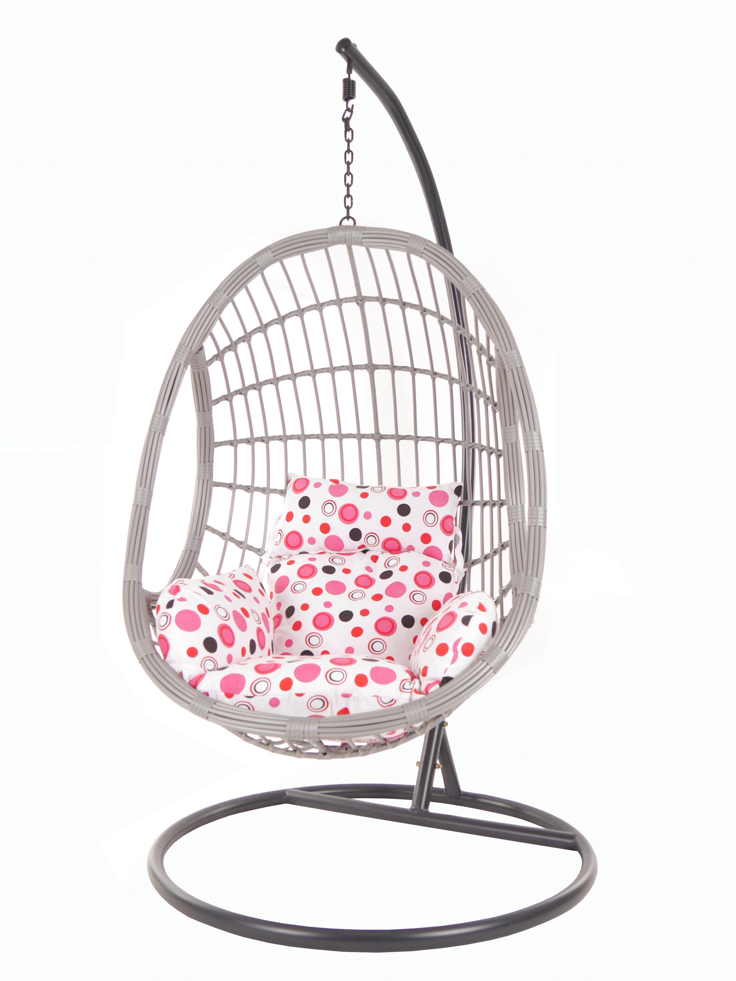 Hängesessel Kissen Chair, und dot) PALMANOVA rosa Hängesessel KIDEO lemonade lightgrey, Swing (3039 mit gepunktet Gestell Loungemöbel,