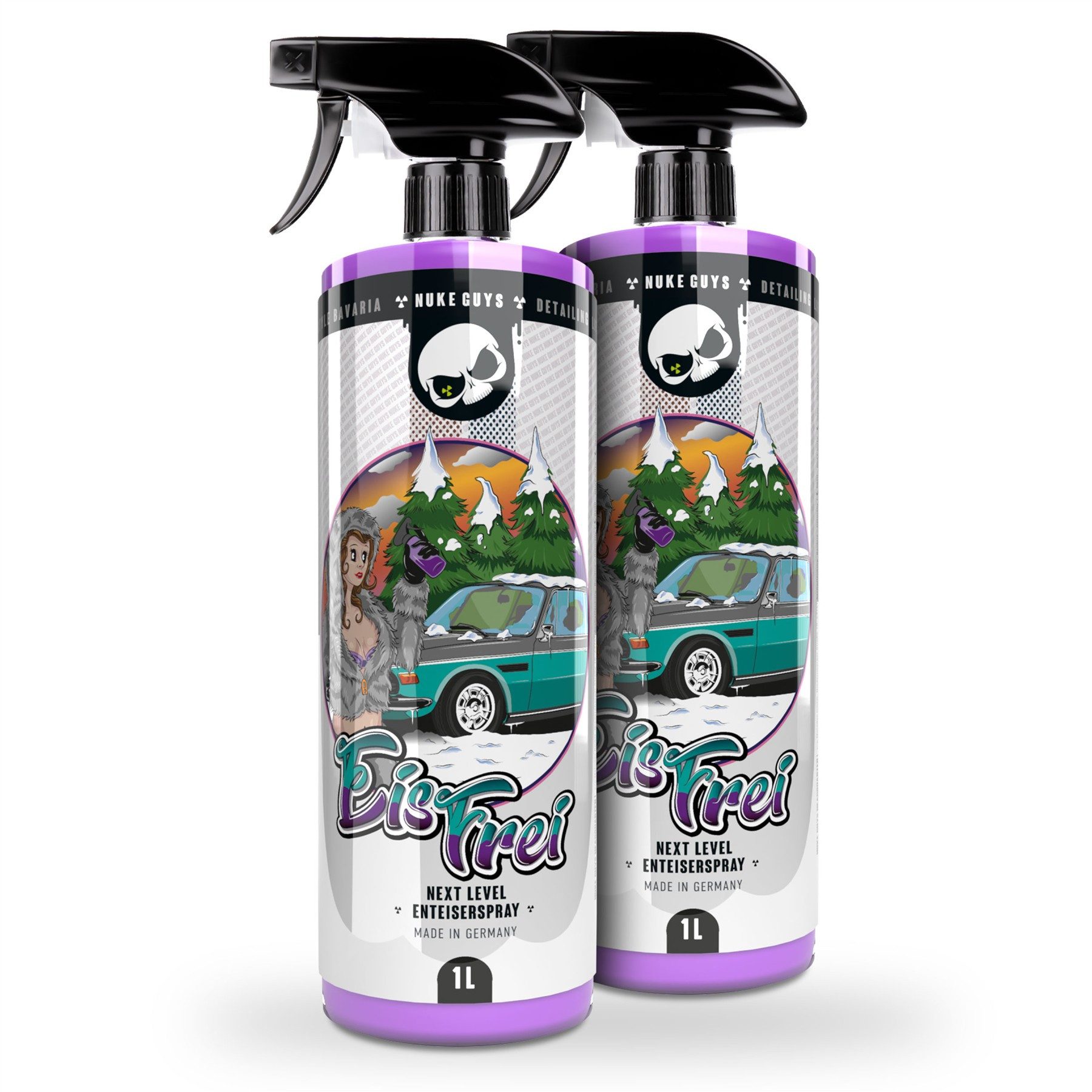 Nuke Guys Scheibenfrostschutz Enteiserspray Auto Scheibenenteiser Nuke Guys EisFrei 1L, bis -70 °C, 2 l, Klare Sicht im Winter ohne Scheiben Kratzen