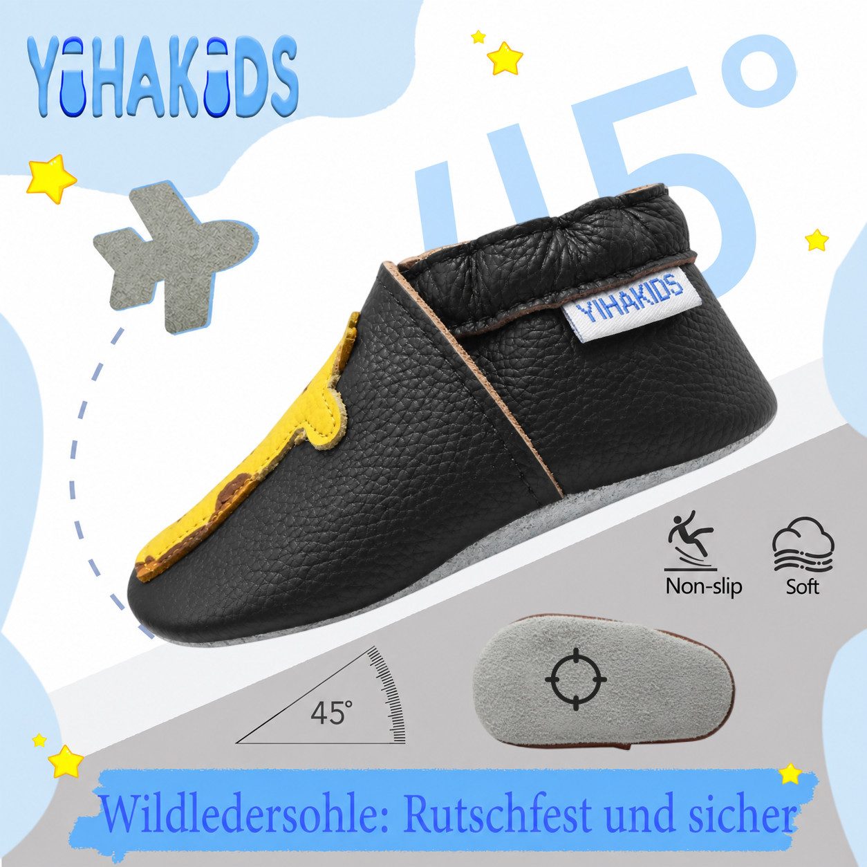 Yihakids Yihakids Baby Lauflernschuhe – Weiche Lederpuschen, Rutschfest Krabbelschuh – Bild 3 von 5