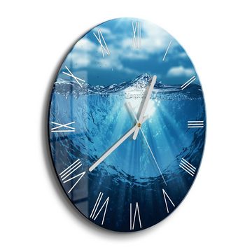 DEQORI Wanduhr 'Querschnitt Wasserpegel' (Glas Glasuhr modern Wand Uhr Design Küchenuhr)