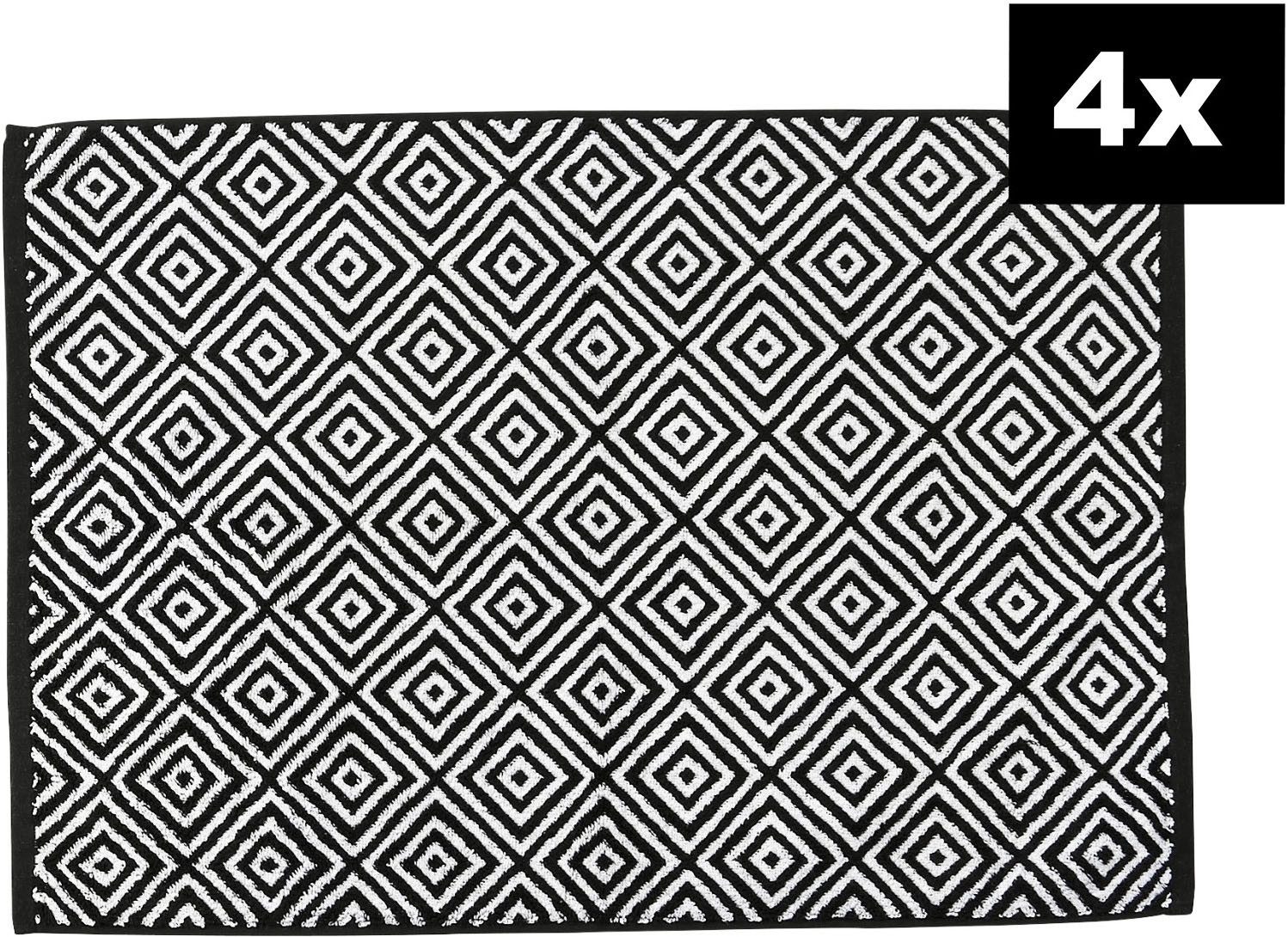 done.® Badematte DAILY SHAPES Diamond 4er-Set, Höhe 5 mm, fußbodenheizungsgeeignet, Baumwolle, rechteckig, Badvorleger aus 100% Baumwolle, Jacquardgewebt