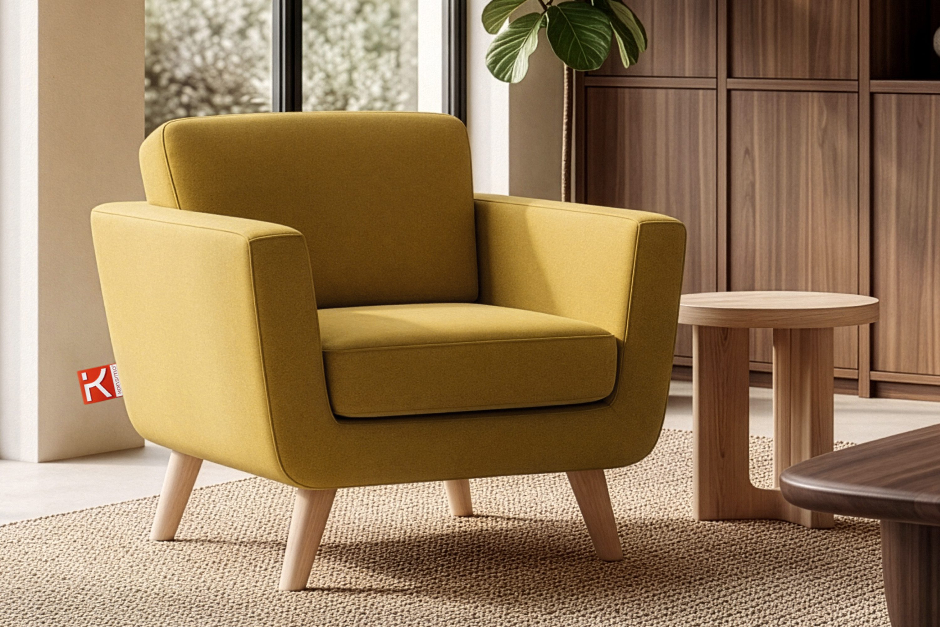 KONSIMO® Sessel TAGIO hergestellt in der EU, 5 Jahre Garantie (Sessel), Scandi-Stil, Made in Europe, Gestell aus Massivholz, mit Armlehnen