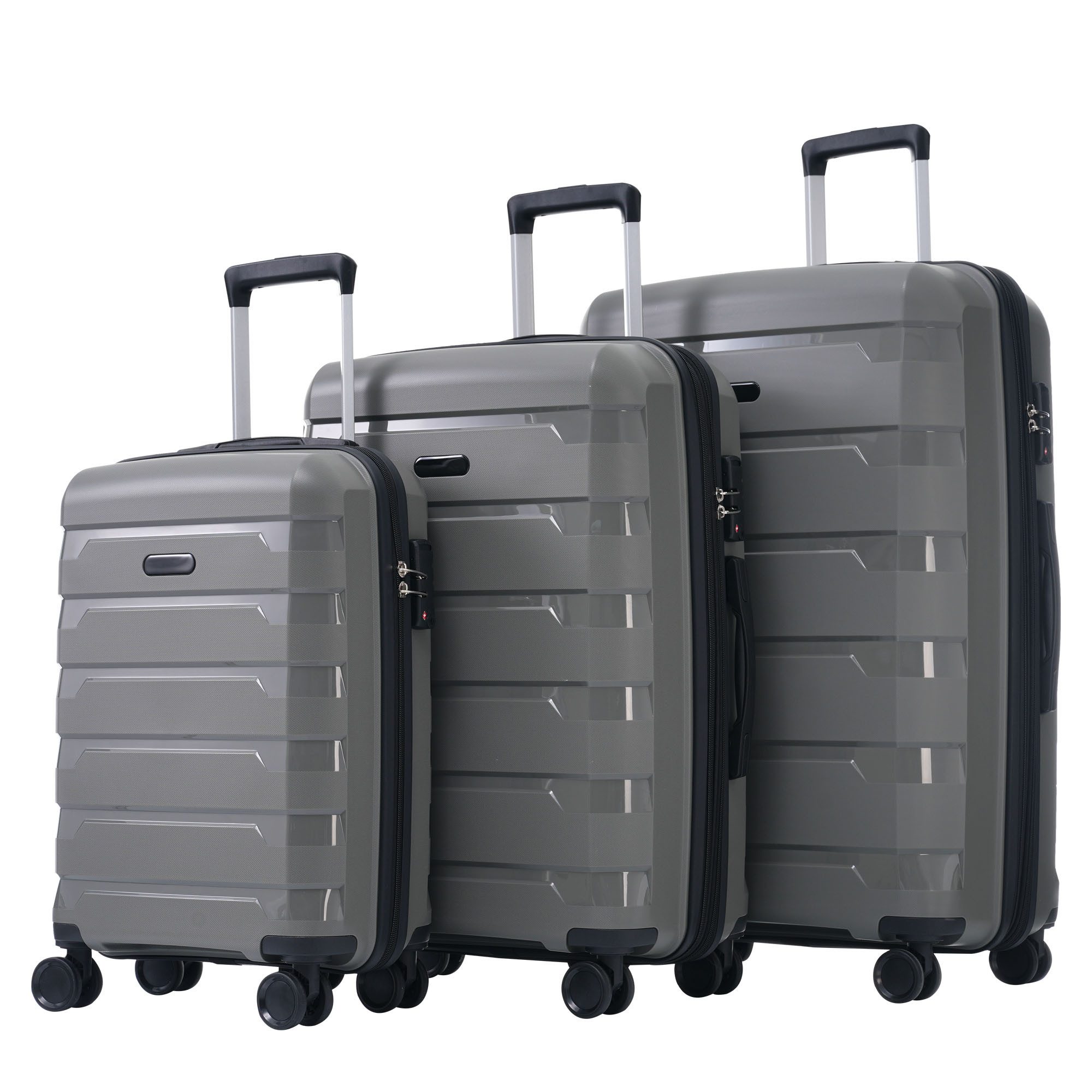 Blusmart Kofferset 3-teiliges M-L-XL-Koffer, 4 Rollen, (Robust, leicht und stilvoll, 3 tlg., Hartschalentrolley Reisekoffer), Universal- und Doppelrädern sowie TSA-Schlössern