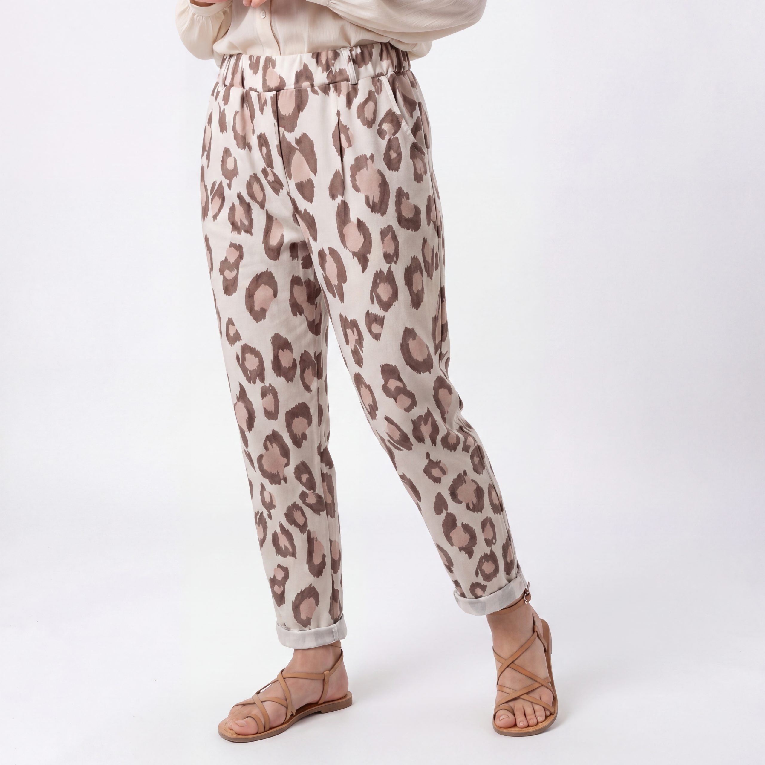 OriginalYou Schlupfhose Loungehose Damen Leo Look Freizeithose mit Stretch passend für 40 bis 44, geeignet für eine Körpergröße bis 1,68m