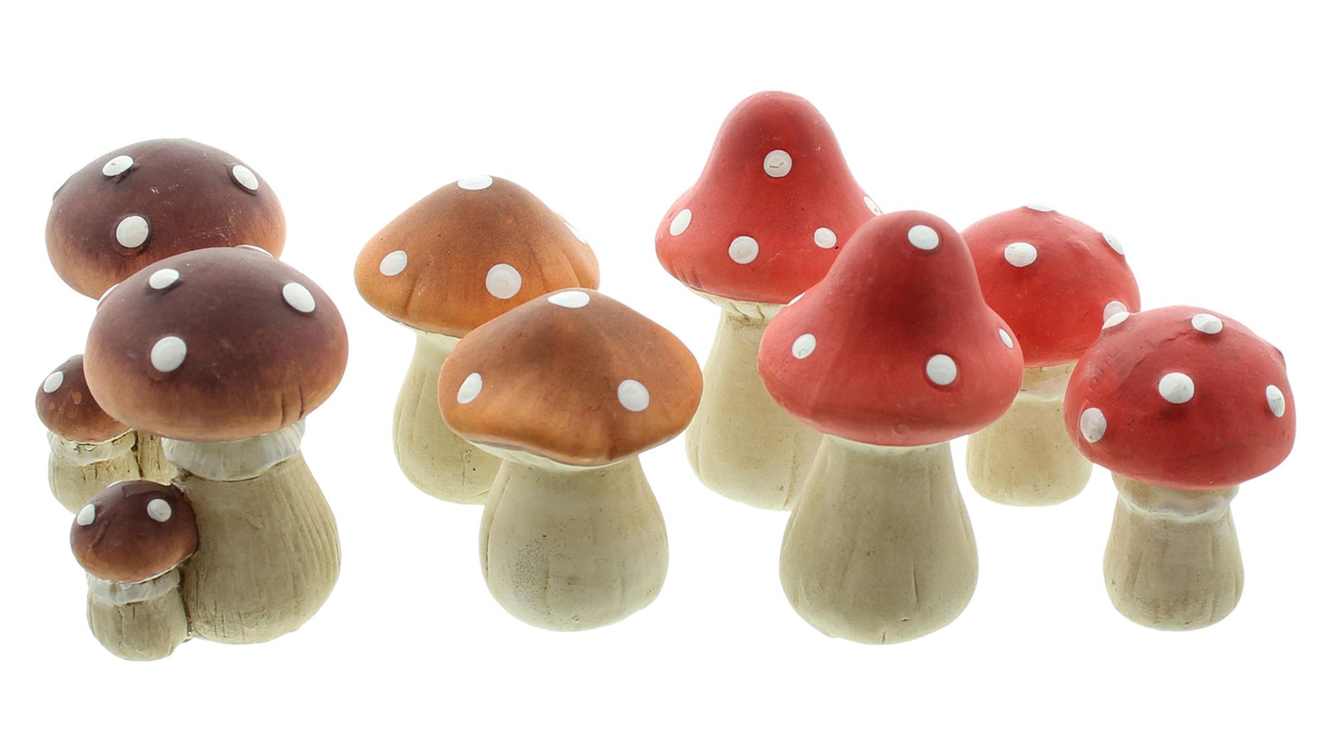 Dekoobjekt 8 kleine Fliegenpilze Terracotta 5-7cm – Herbstdeko