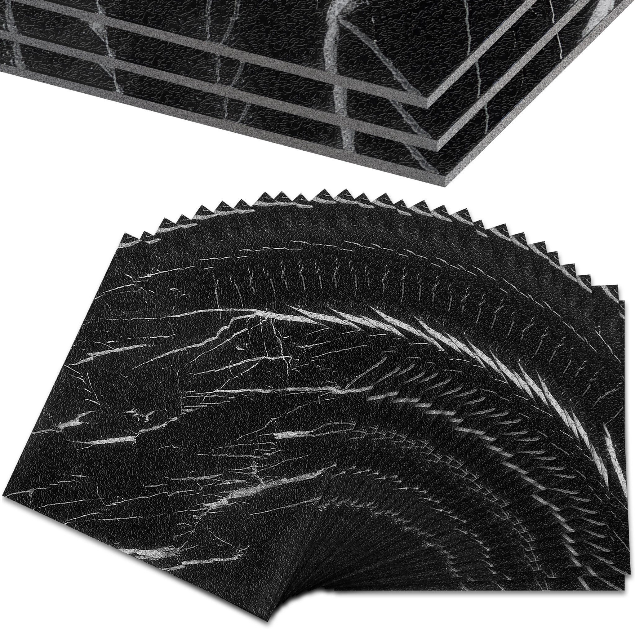 FIVMEN Vinylboden PVC Bodenbelag Selbstklebend Vinylboden Bodenfliesen 30cm×30cm, 27 Stück, 2.51m², Fliesenaufkleber Rutschfeste Venylbodenbelag für Schlafzimmer, Küche