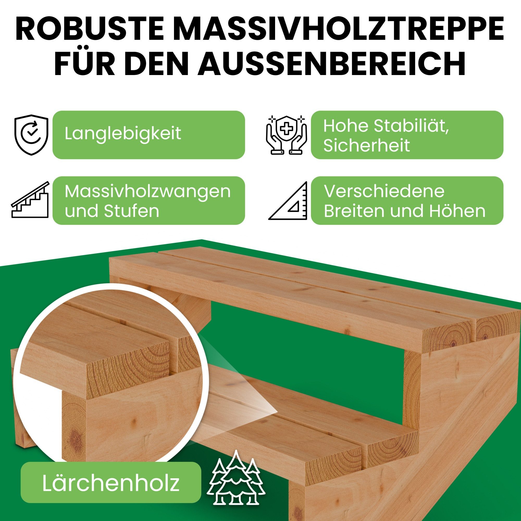 Gartenwelt Riegelsberger Außentreppe Terrassentreppe aus Lärche günstig online kaufen