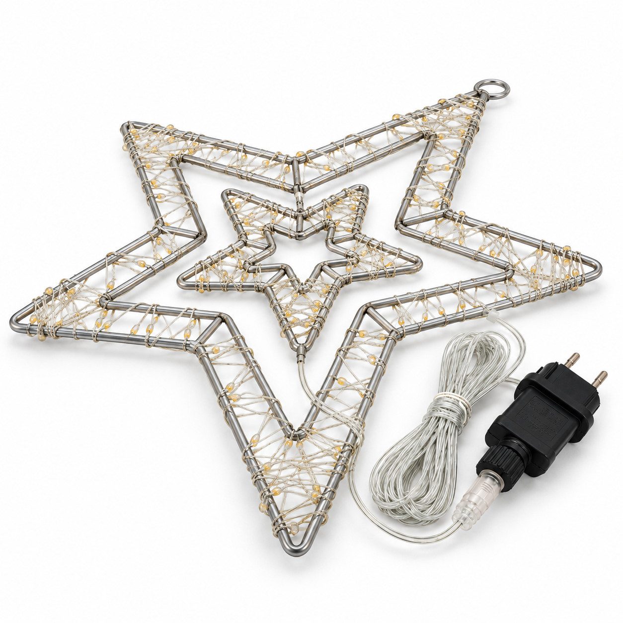Weltbild LED-Hängeleuchte LED Hängedeko Polarstern 3er Set 55 warmweiße LEDs Timer Hängeleuchte, Hängelampe LED Stern Dekoration Beleuchtung Weihnachtsdeko – Bild 4 von 5