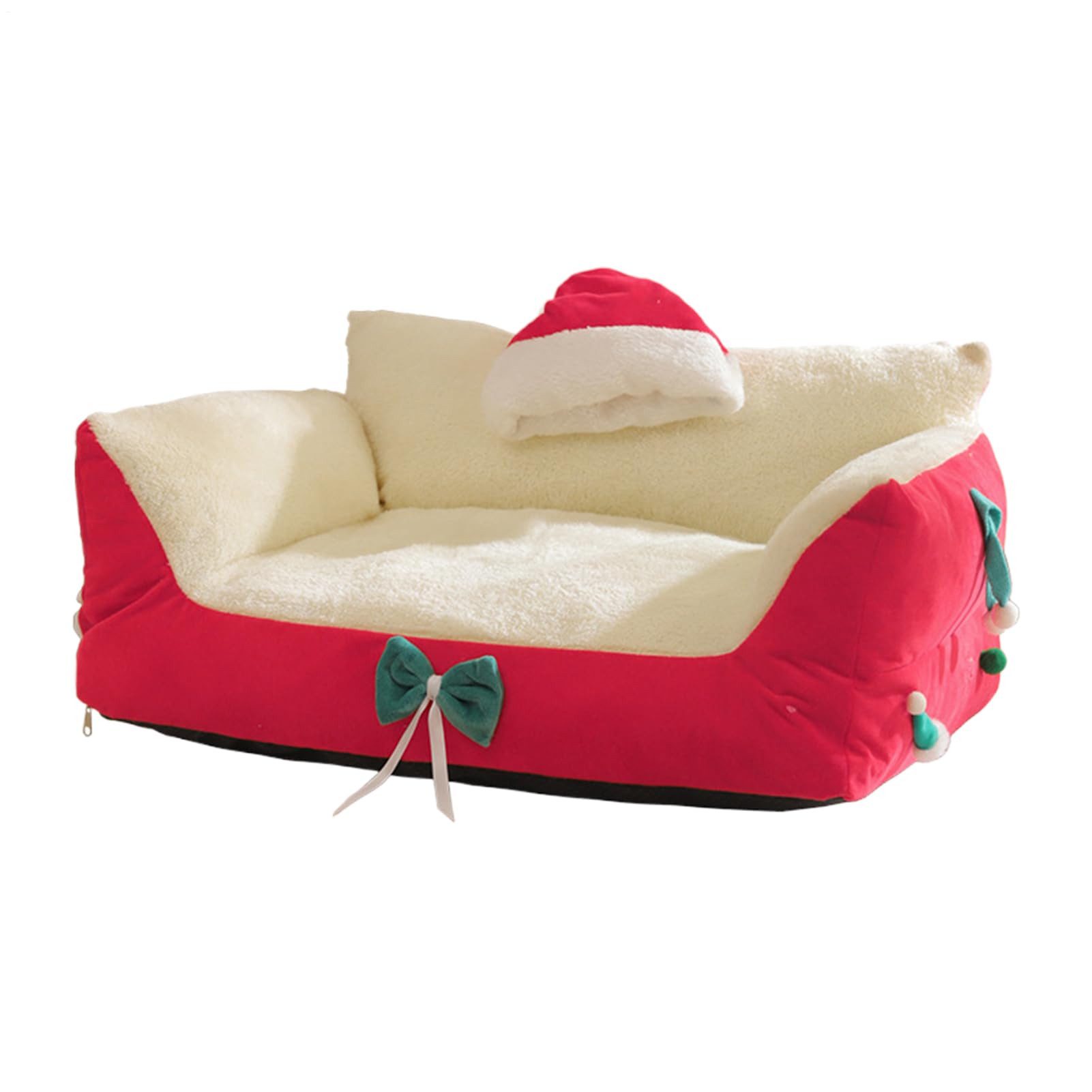 Ledander Tierbett Katzensofa, Weihnachtsstuhl mit Weihnachtsmannmütze, Katz günstig online kaufen