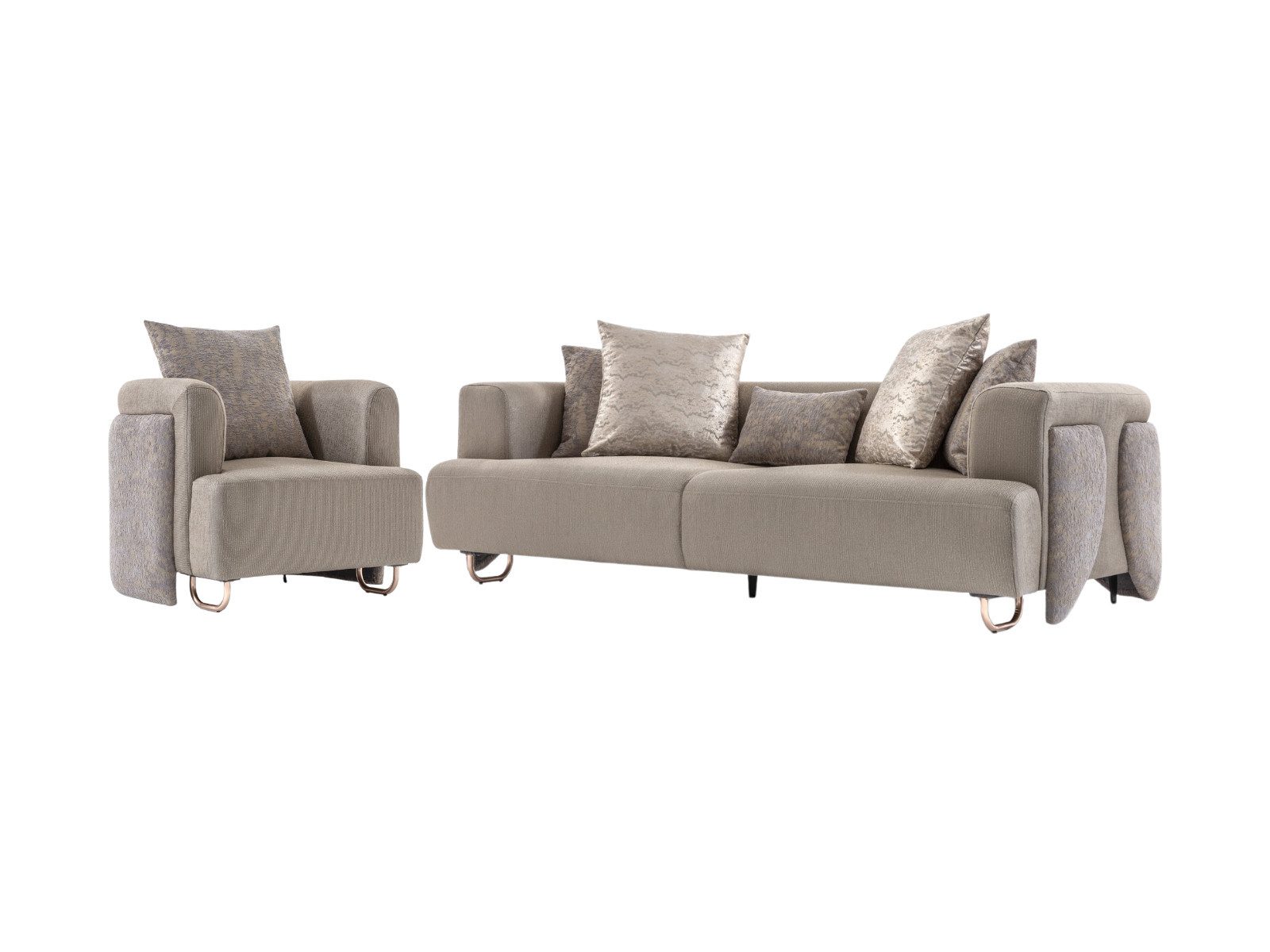 Villa Möbel Polstergarnitur Brugge, (2-tlg. Set, Set besteht aus: 3-Sitzer + Sessel), Sofa für Wohnzimmer mit Platz für Familie und Gäste