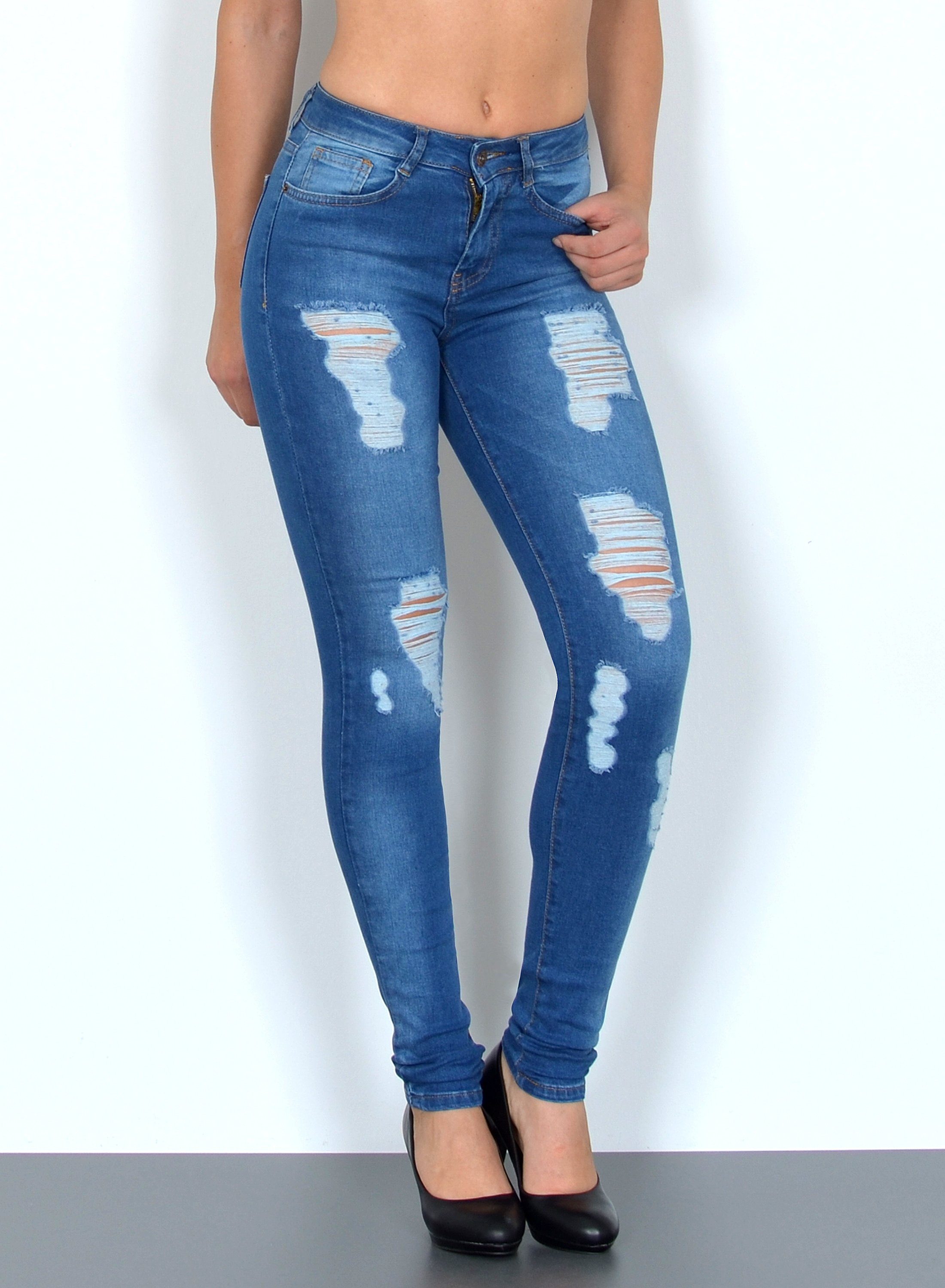ESRA Skinny-fit-Jeans S600 Damen Skinny Fit Jeans Hose High Waist bis Übergröße