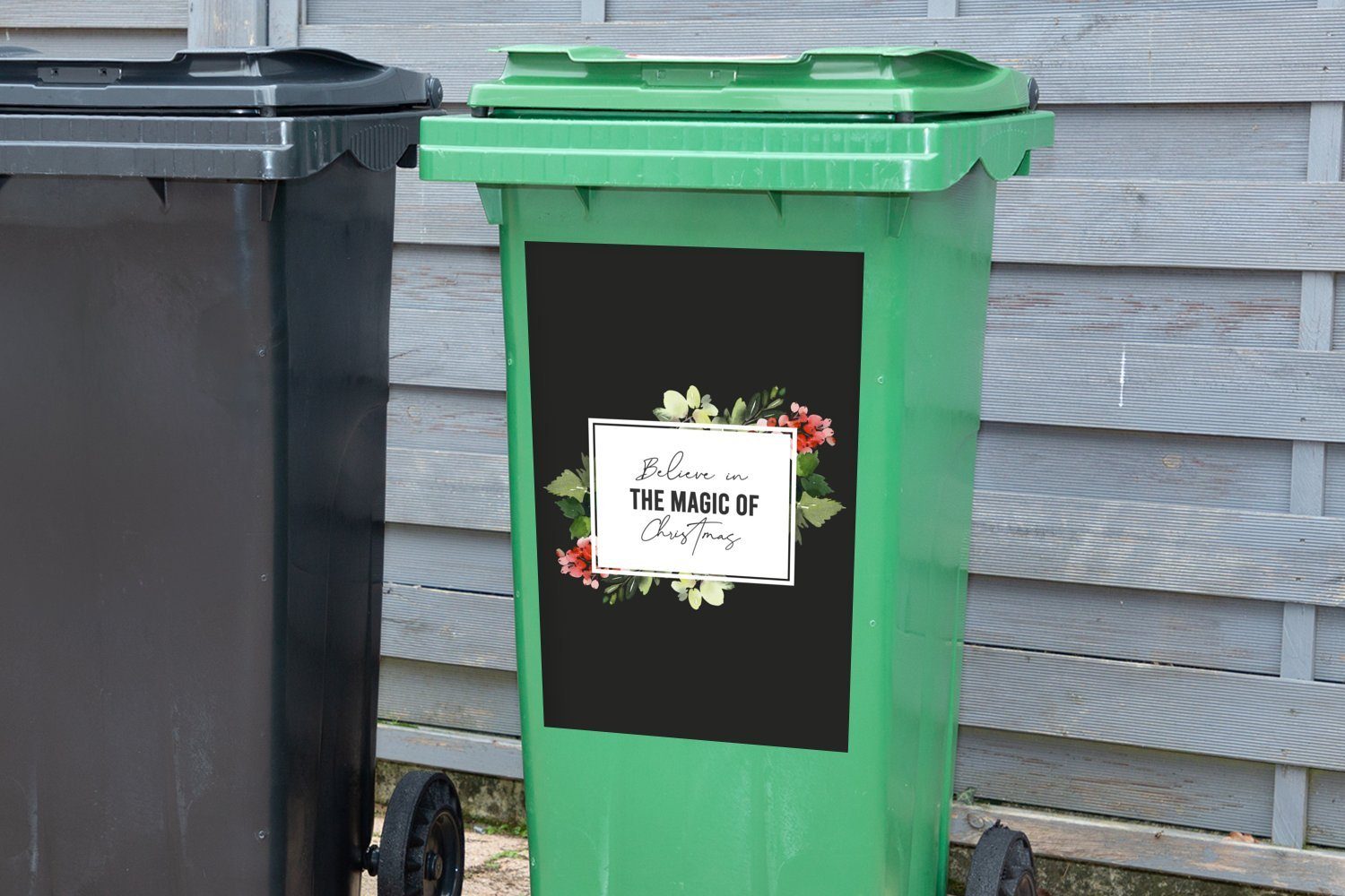 MuchoWow Container, Zitate St), (1 - - Sticker, Wandsticker Blumen Mülltonne, Abfalbehälter Weihnachten Mülleimer-aufkleber,