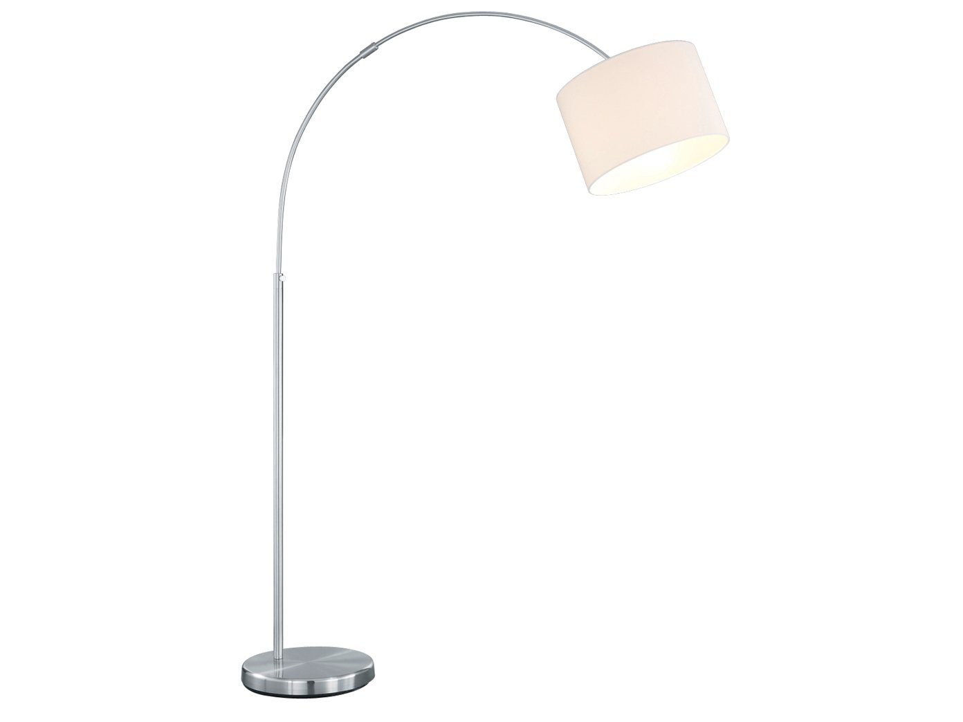 TRIO Leuchten LED Bogenlampe, Dimmfunktion, LED wechselbar, Warmweiß, höhenverstellbar mit Stoffschirm Weiß, Stehlampe Bogen max. Höhe 215cm