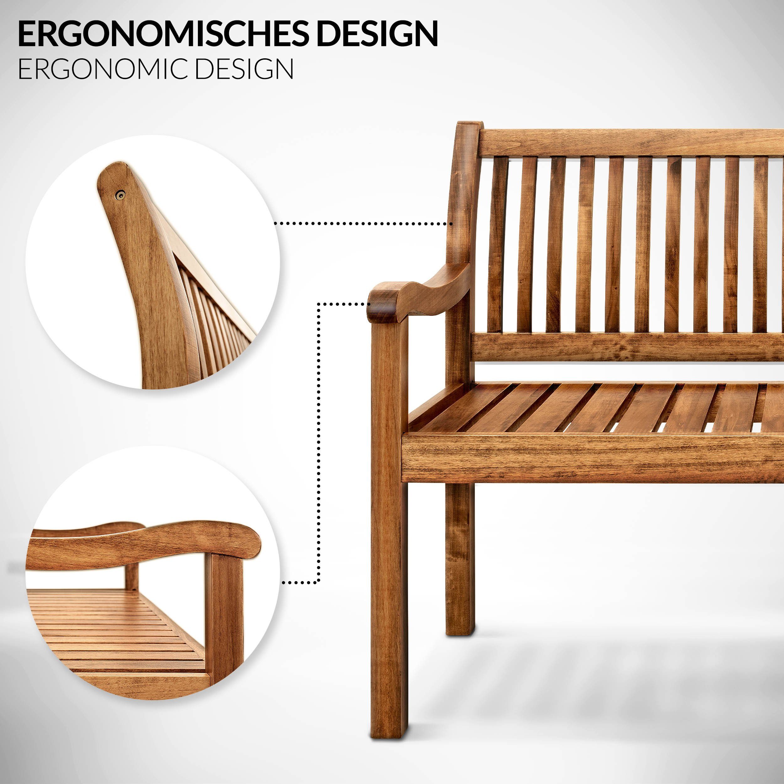 Dunkelbraun belastbar, kg tillvex für Massiv Holz Terrasse wetterfest, | Dunkelbraun & Holzbank Balkon, Gartenbank 125 cm Garten Parkbank 320 Massivholz Sitzbank