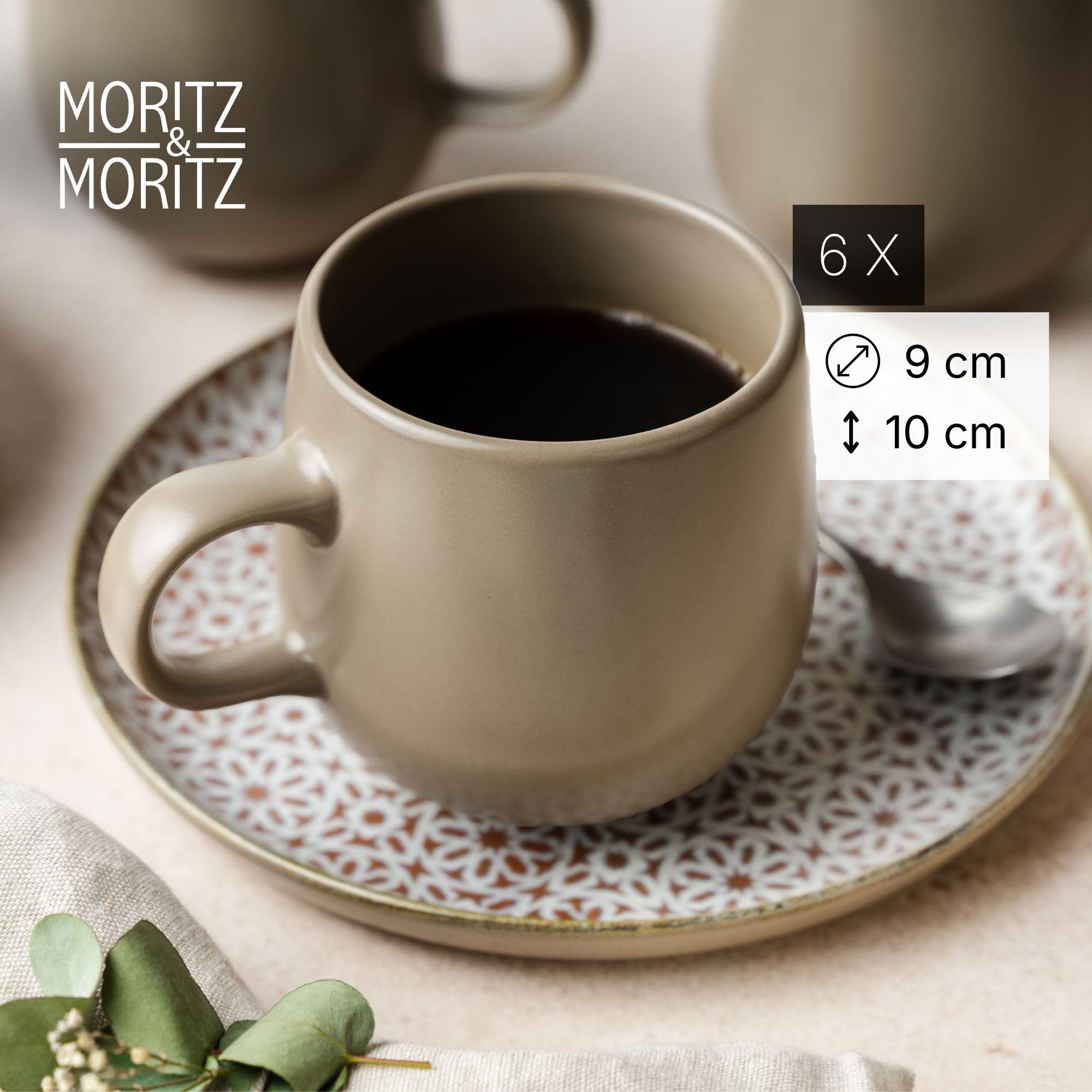 Moritz & Moritz Kombiservice ALHAMBRA Geschirrset mit Tassen Mousse (24-tlg), 6 Personen, Porzellan, Spülmaschinengeeignet & Mikrowellensicher – Bild 5 von 5