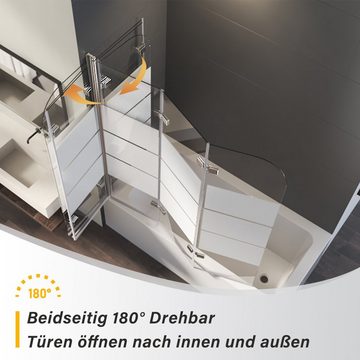 Boromal Badewannenaufsatz Duschwand für Badewanne 120x140cm 3-teilig Faltbar Badewannenfaltwand, Ein Hebe-/Senkmechanik ermöglicht eine leichte Türführung, Nano