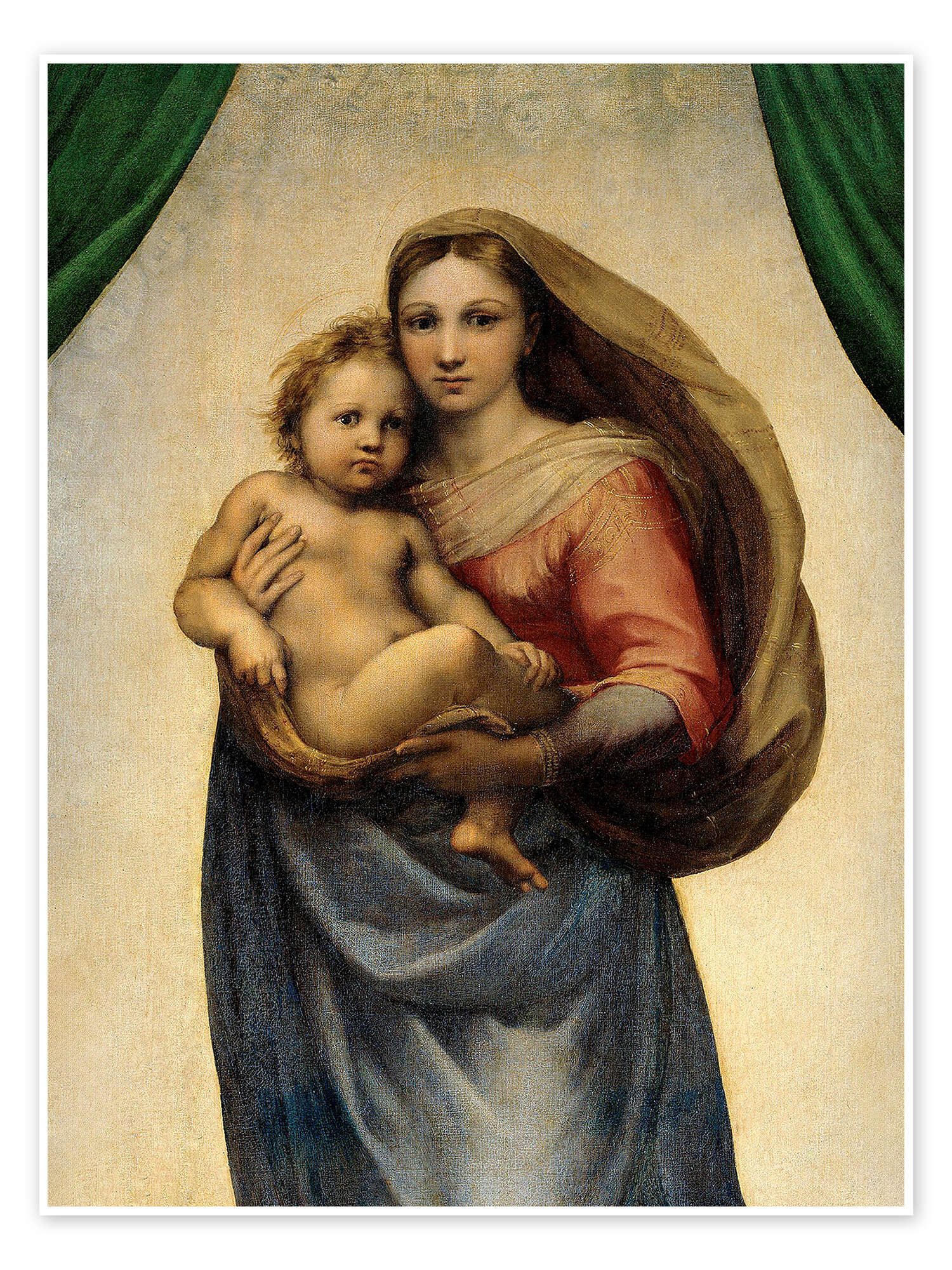 Posterlounge Wandbild Sixtinische Madonna (Detail), Raffael, erhältlich als Poster, Leinwandbild, Wandsticker oder Acrylglasbild