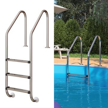 Oskar Poolleiter Einbauleiter 3 Stufen Schwimmbadleiter V2A Edelstahl Pool Einstieg (Packung)