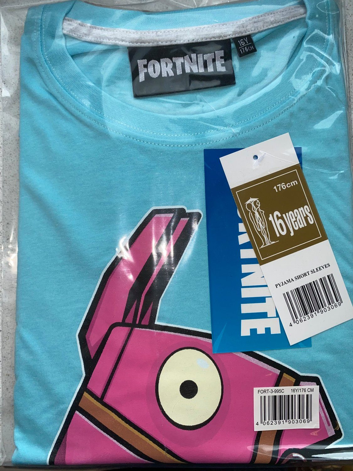 Fortnite Pyjama Epic Games Fortnite Shorty Pyjama Loot Lama kurzer Kinder Schlafanzug hellblau/grau meliert Gr.140 152 164