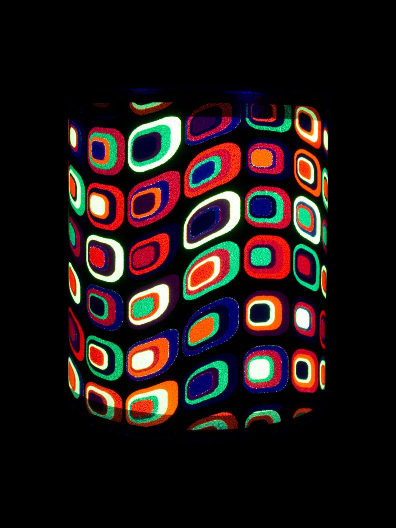 UV-aktiv, Tasse "Neon Fluo Motiv Retro", Schwarzlicht Cup PSYWORK Tasse Neon leuchtet Keramik, unter