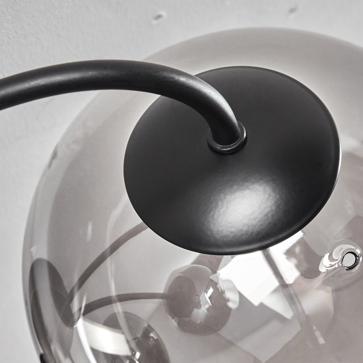hofstein Deckenleuchte Deckenlampe aus Metall/Glas in Schwarz/Rauchfarben, ohne Leuchtmittel, Leuchte im Retro-Design aus Glas, 6 x G9 LED, ohne Leuchtmittel