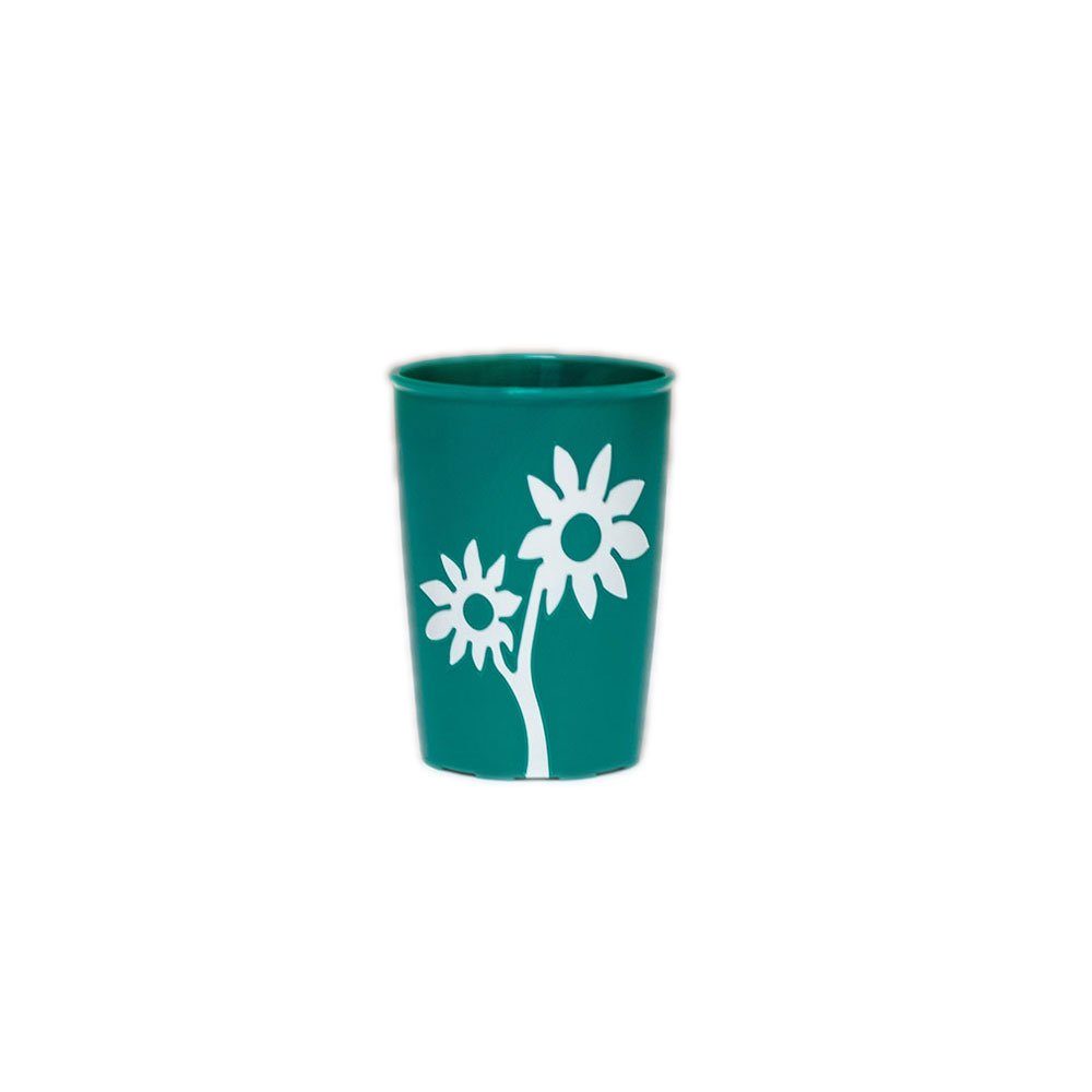 Ornamin Geschirr-Set ORNAMIN Trinkbecher Floris mit Antirutsch-Blume 82 petrol