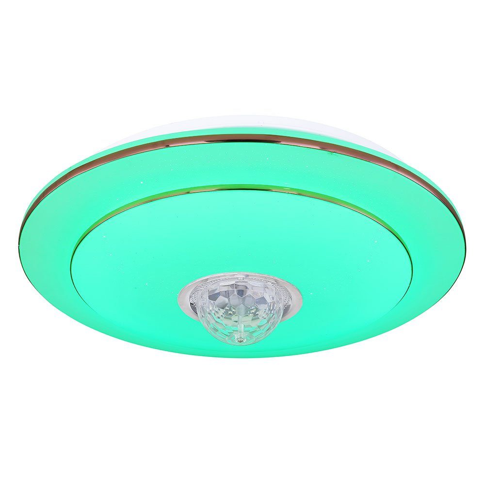 Deckenlampe LED Fernbedienung Diskokugel LED Globo Kaltweiß, Tageslichtweiß, fest Warmweiß, LED-Leuchtmittel RGB Musik Deckenleuchte, verbaut, Deckenleuchte Neutralweiß,