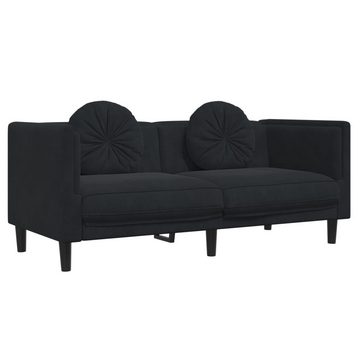 vidaXL Sofa 2-tlg. Sofagarnitur mit Kissen Schwarz Samt