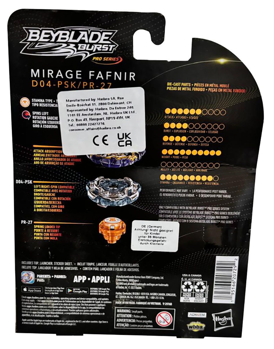 Beyblade Speed-Kreisel Beyblade Burst Pro Series, Mirage Fafnir D04-PSK/PR-27 mit Starter