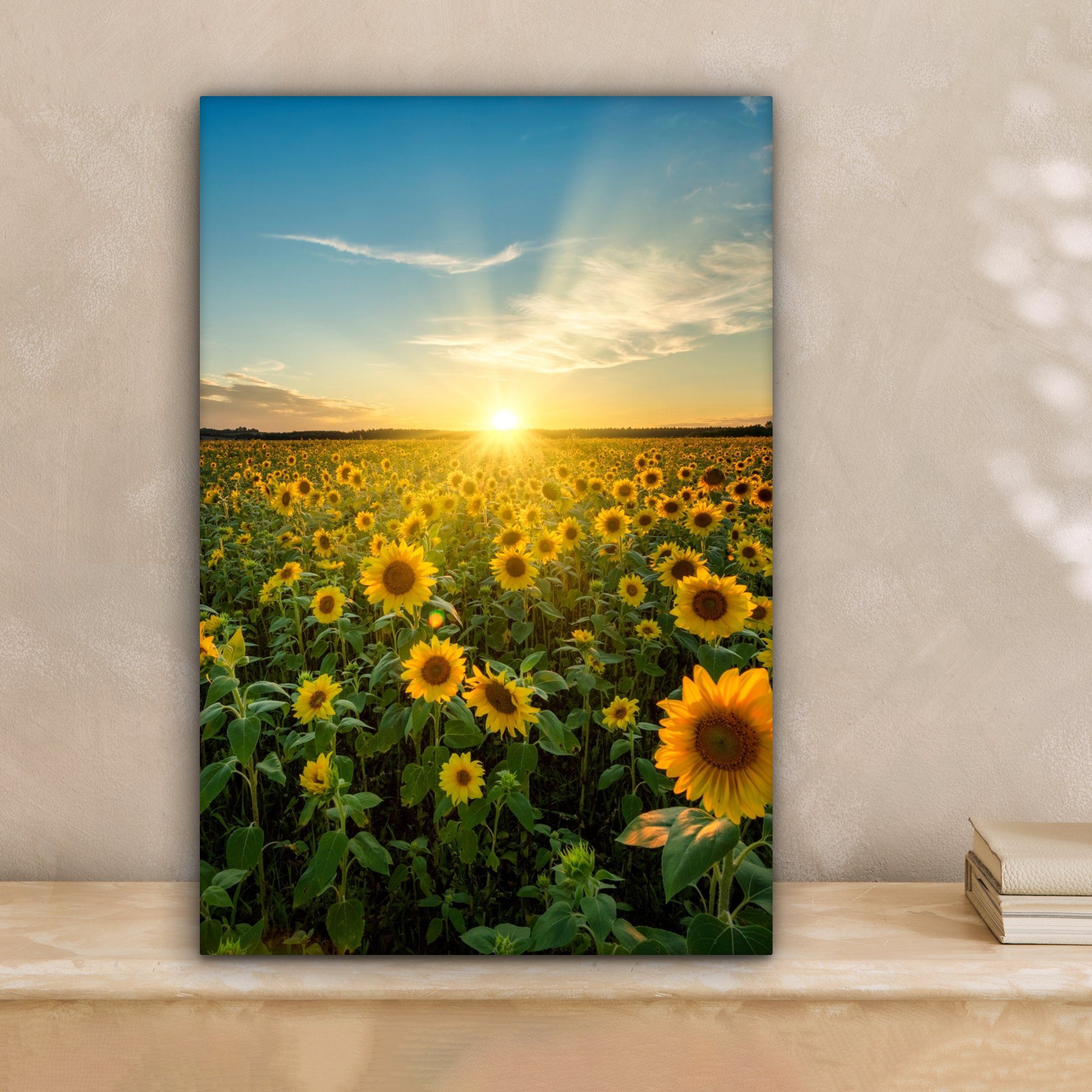 OneMillionCanvasses® Leinwandbild Sonnenuntergang - Blumen - günstig online kaufen