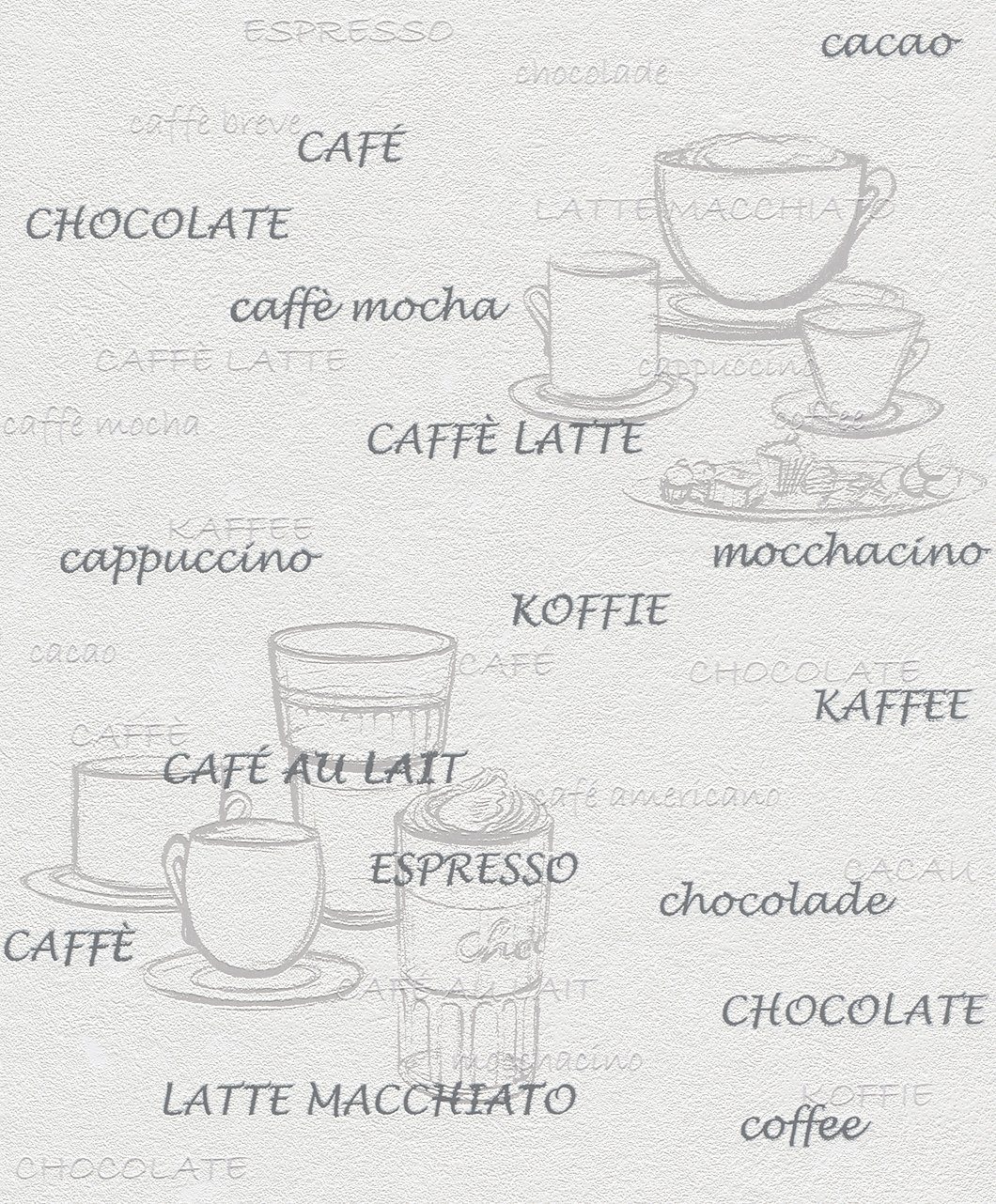 Rasch Vliestapete Rasch Selection, Cafe modern, weiß grau 770421 günstig online kaufen