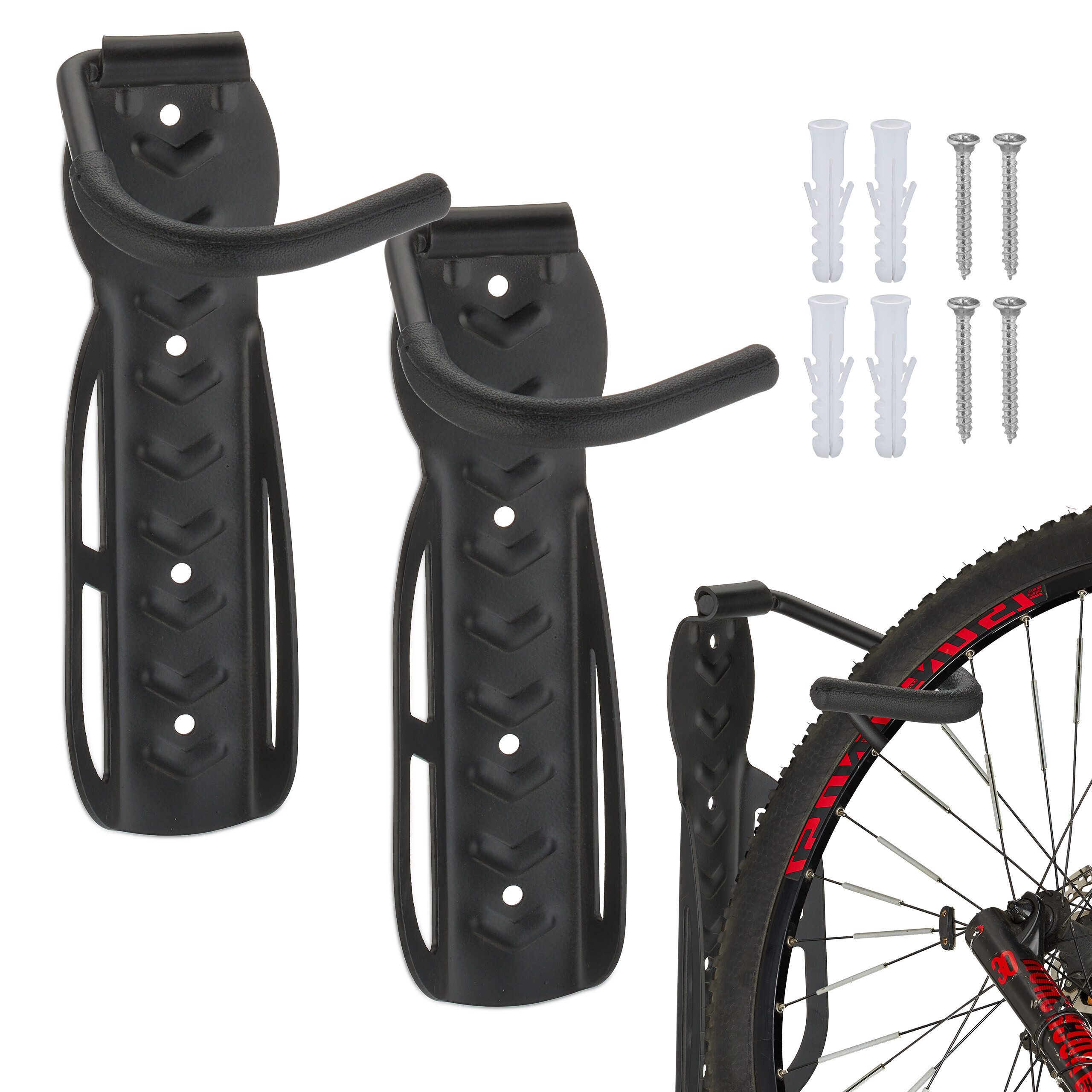 relaxdays Fahrradwandhalterung Fahrrad Wandhalter 2er Set (2-tlg)