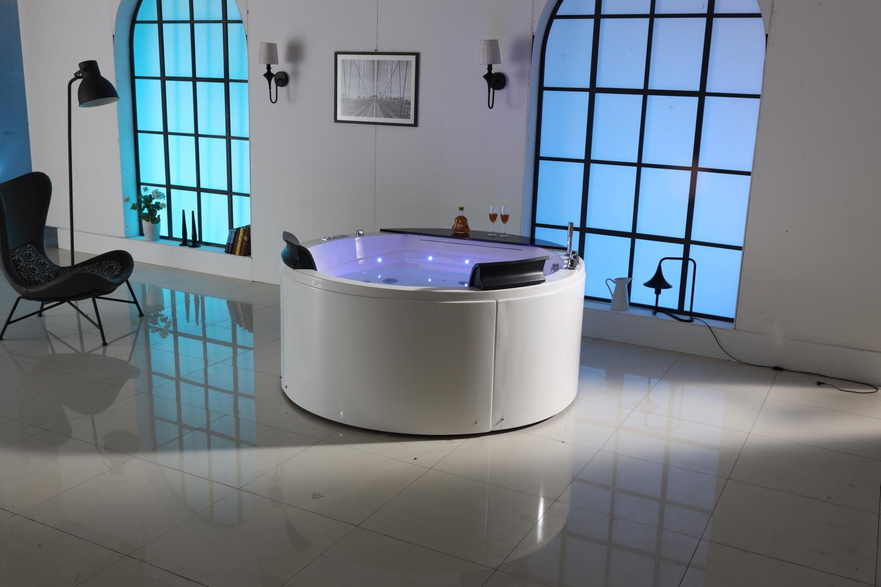 Duwilux Whirlpool-Badewanne SOFORT LIEFERBAR Whirlpool 155x155 Austin 2 Badewanne Whirlwanne, (1-tlg), Farblichttherapie