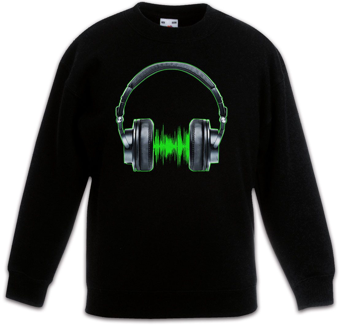 Sweatshirt Headphones Waveform Kinderpullover Dj Disco Electro Techno Rave Club