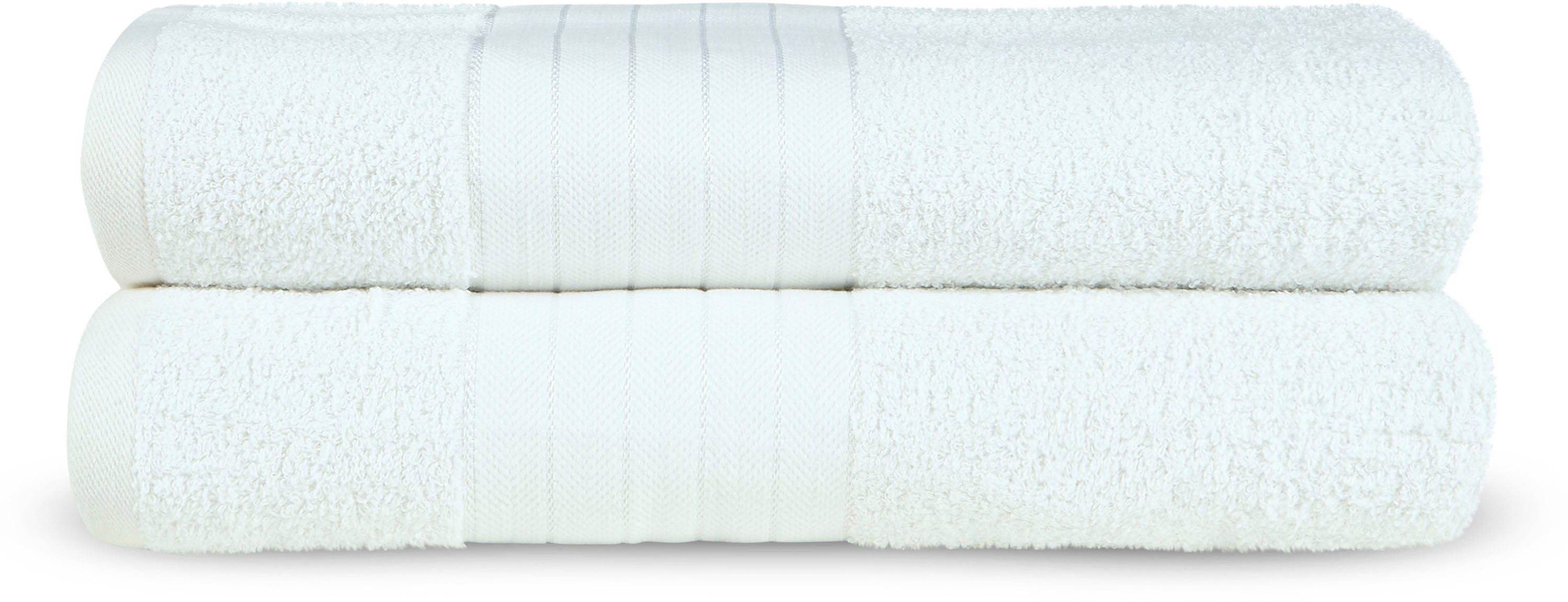 Emotion Badetücher Uni, Frottee (2-St), Baumwolle,Walkfrottee, Bordüre, 500 GSM, Einfarbig, ohne Aufhängung