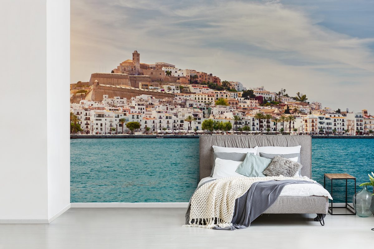 Schlafzimmer, Ibiza, Vila für Fototapete Vinyl MuchoWow (6 Wohnzimmer, Wallpaper Tapete auf Dalt St), bedruckt, Kinderzimmer, Matt,