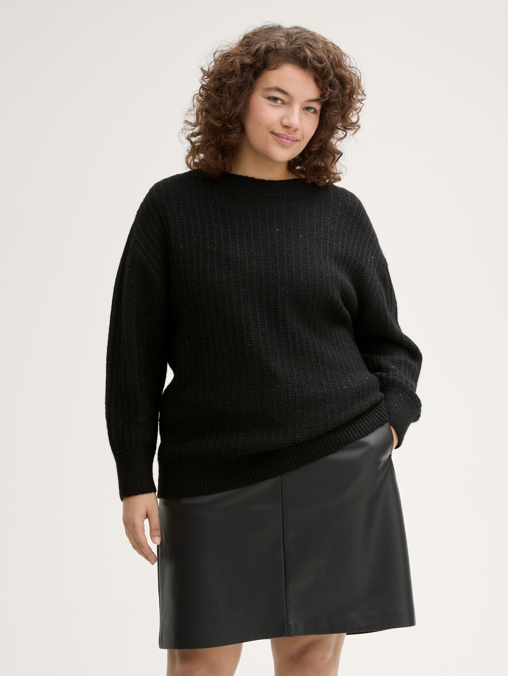 Strickpullover Plus Size - Strickpullover mit Pailletten