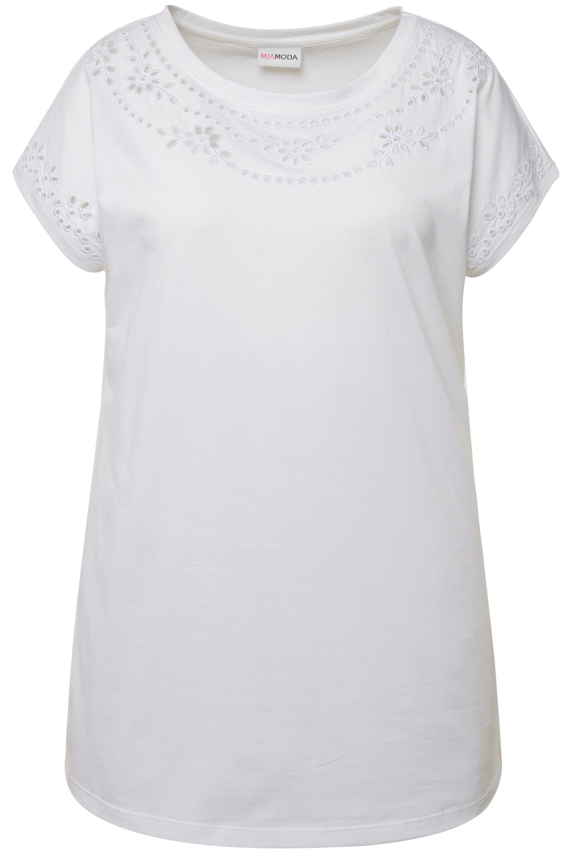 MIAMODA T-Shirt T-Shirt oversized Loch-Stickereien Rundhals günstig online kaufen