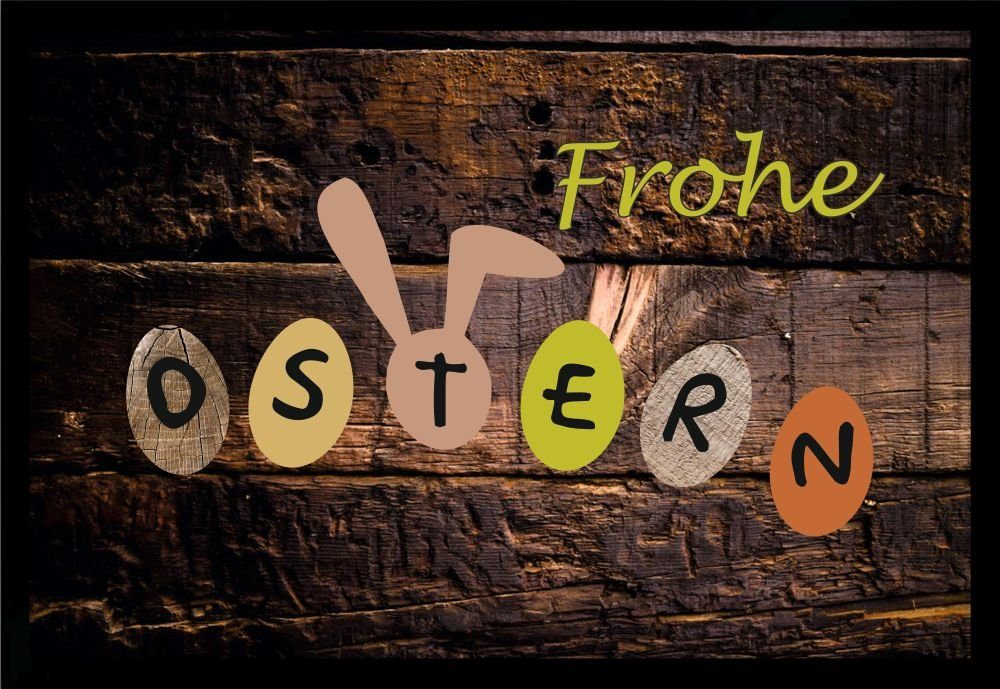 Fußmatte Schmutzfangmatte Frohe Ostern Ostereier Ohren F684, Ladreas, 60x40