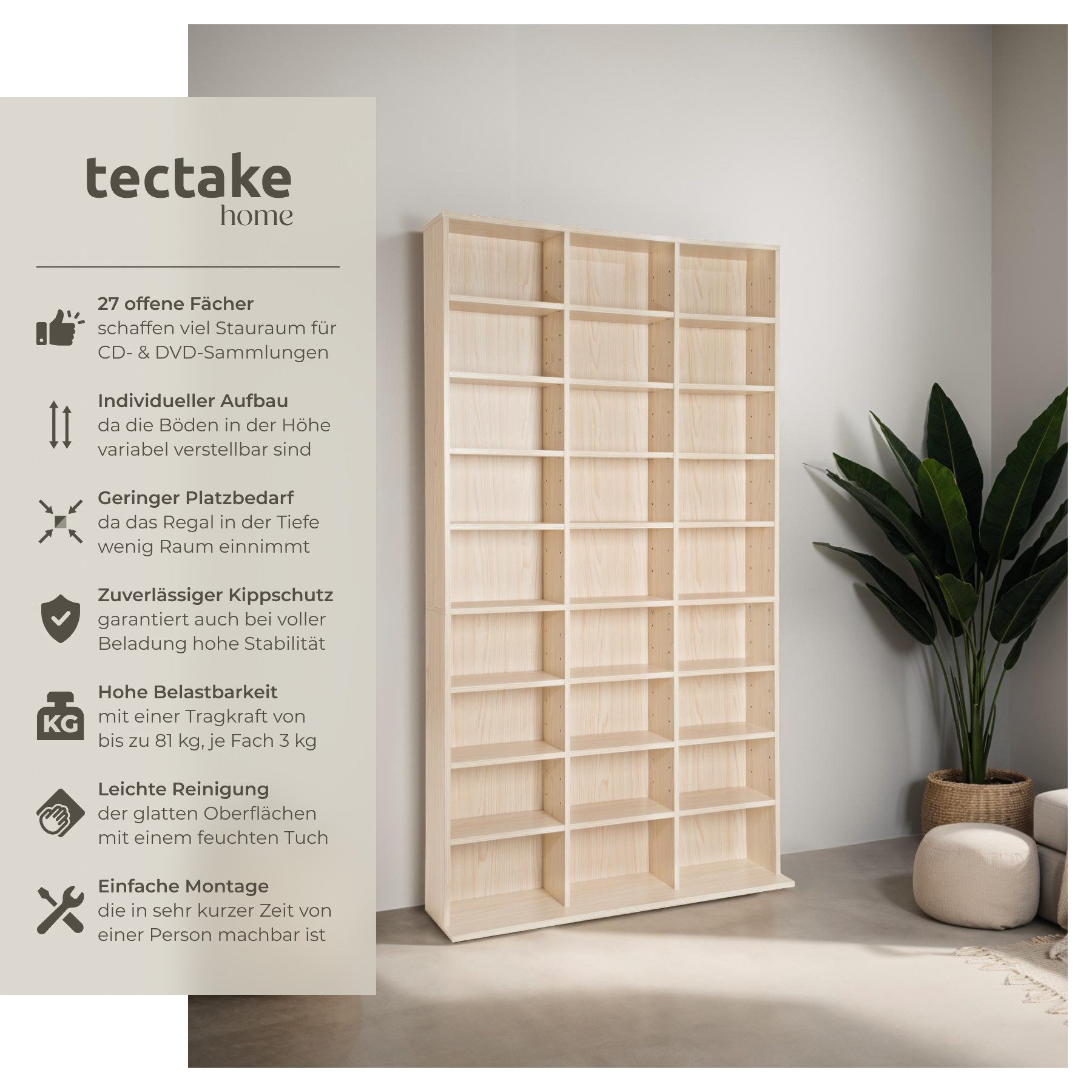 tectake CD-Regal CD DVD Regal, Einzelstück, günstig online kaufen