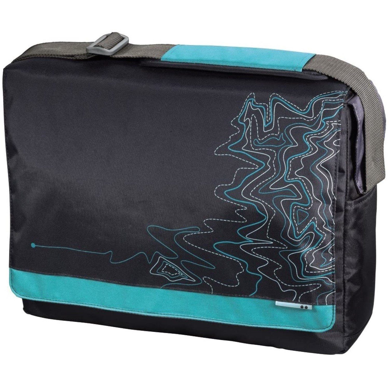 aha Laptoptasche Messenger Bag Lines Blau Notebook-Tasche 15-16",  Magnetverschluss, passend für 15" 15,4" 15,6" 16" Zoll Laptop