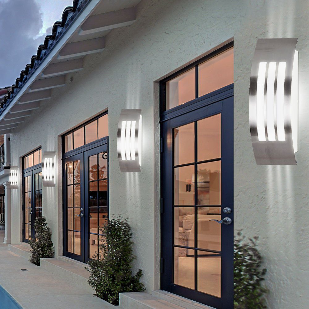 etc-shop Außen-Wandleuchte, Leuchtmittel inklusive, Warmweiß, Wandlampe Außenwandleuchten Gartenleuchte silber LED Fassadenlampe